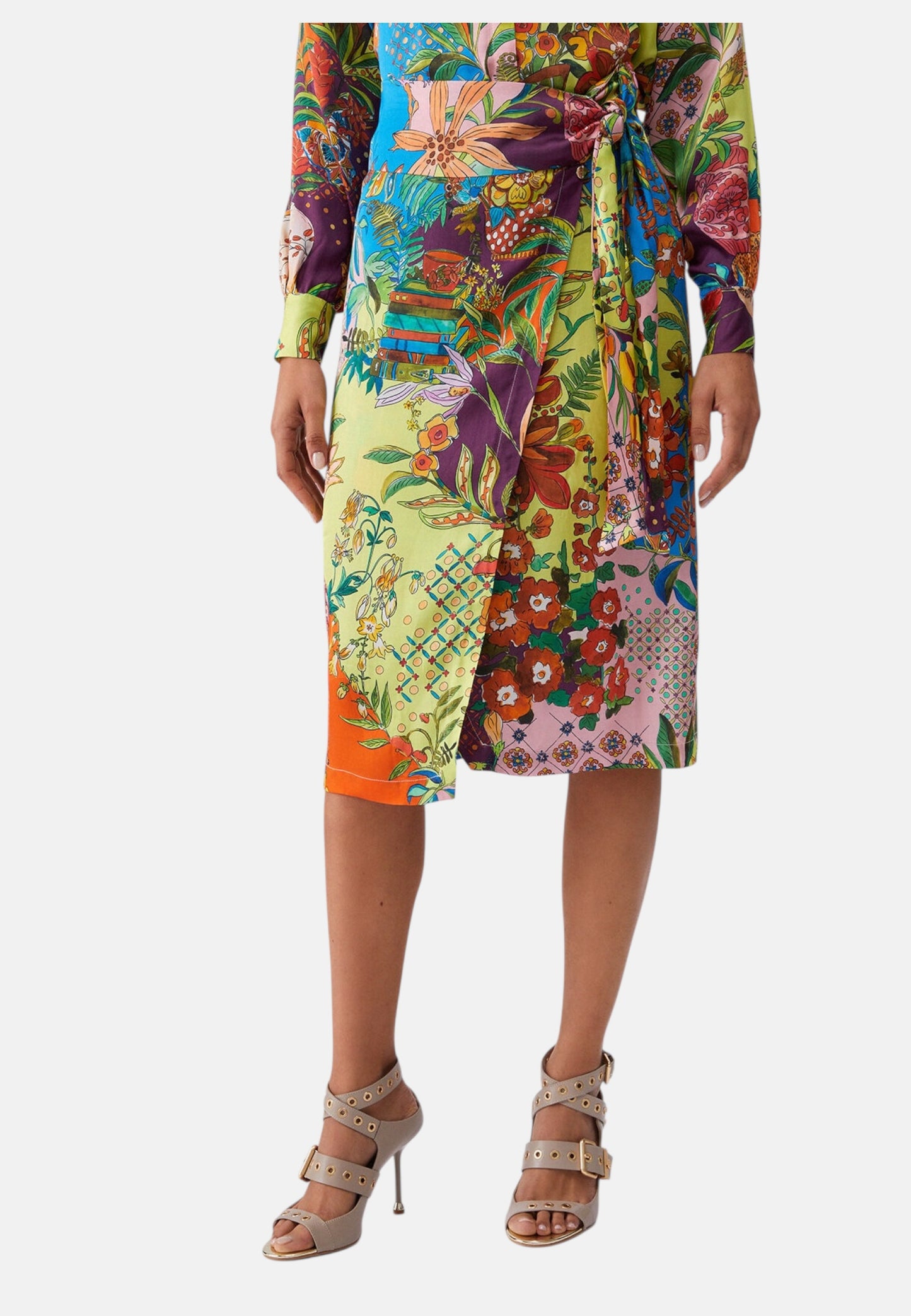 Gonna Midi Donna Liu Jo Tessuto Navetta Rainbow Tiger Eco Line WA6483T471A