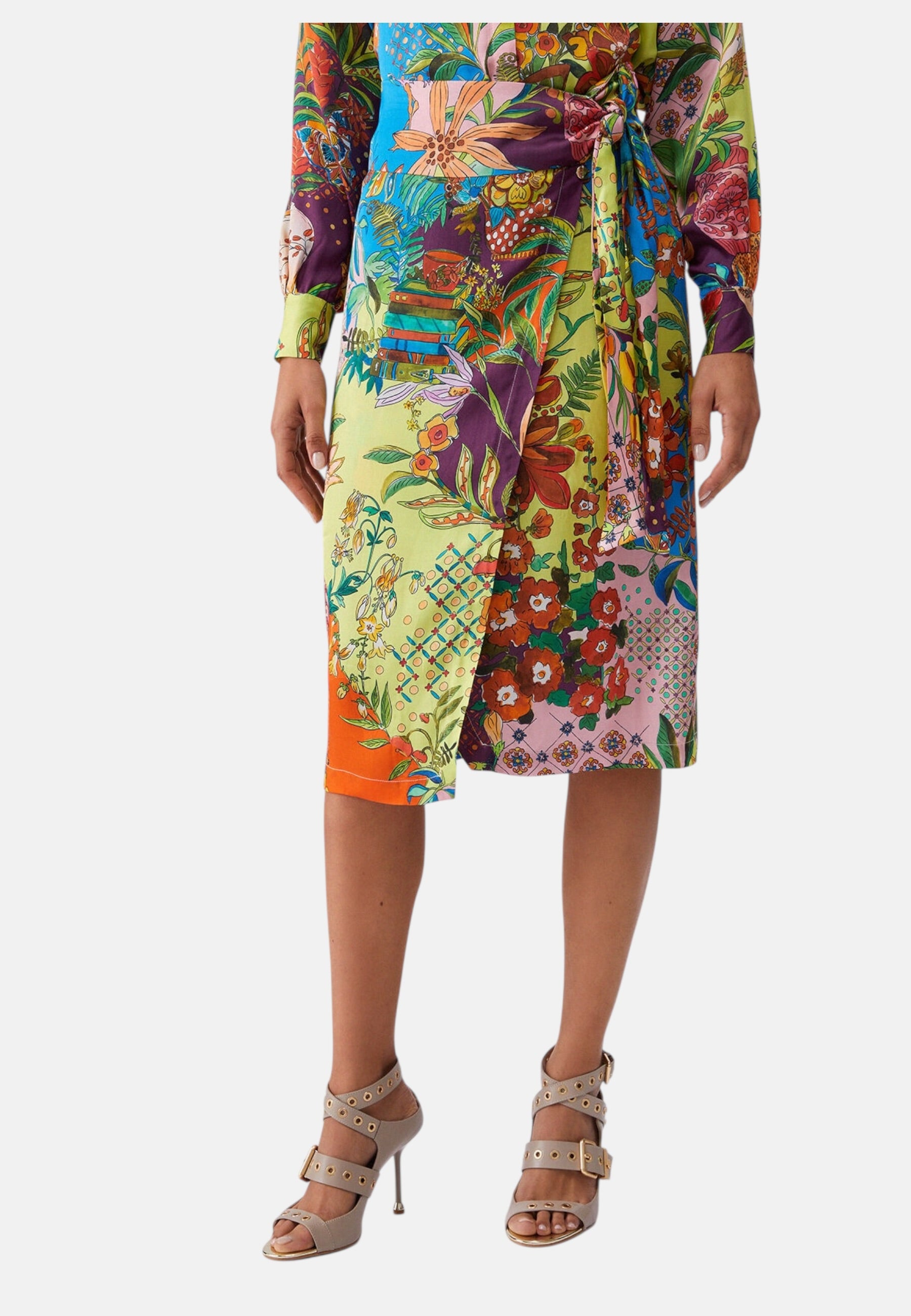 Gonna Midi Donna Liu Jo Tessuto Navetta Rainbow Tiger Eco Line WA6483T471A