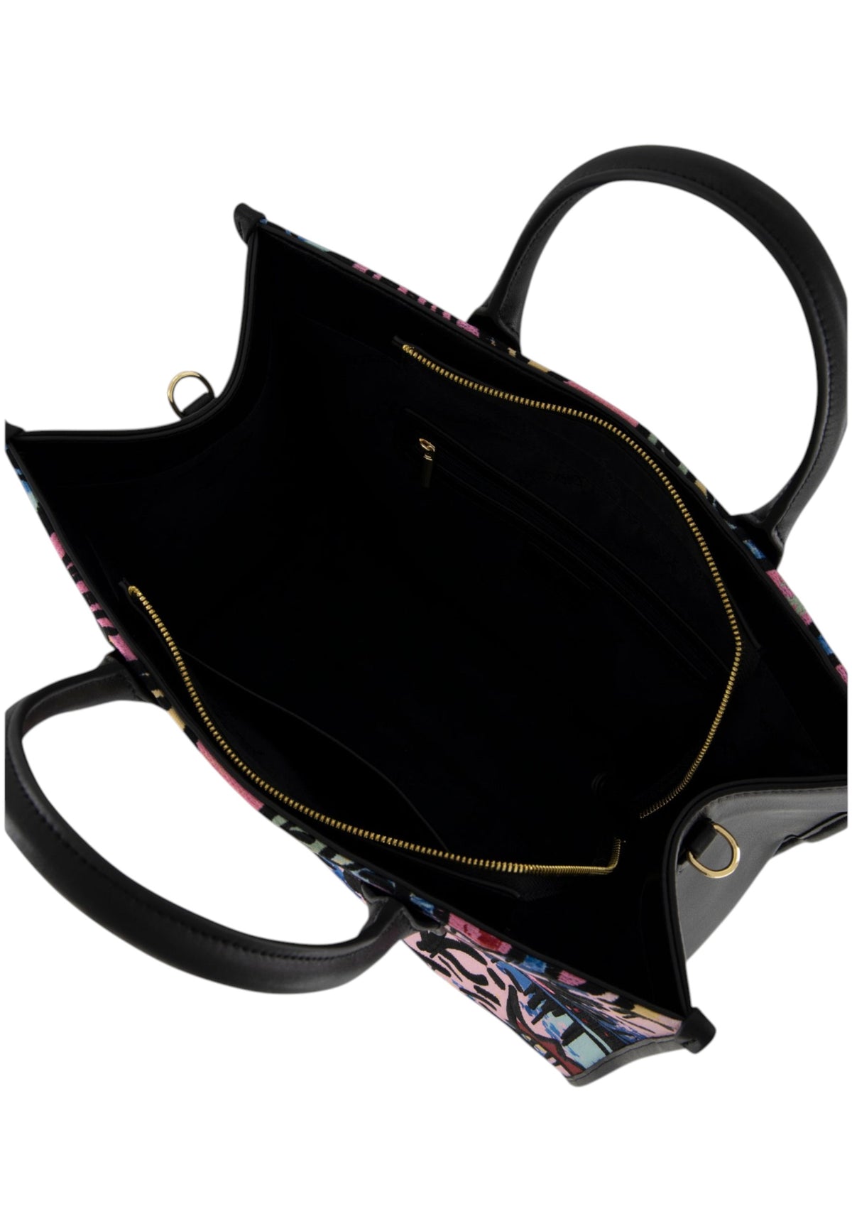 Borsa A Mano Donna Braccialini Tote, Doppio con tracolla removibile e regolabile, Chiusura con zip, Due tasche interne, una con zip e una aperta, Motivo jacquard con ricami e dettagli graffiti, Dimensioni: 35.5 x 17 x 29 Cm Jacquard B19290TY