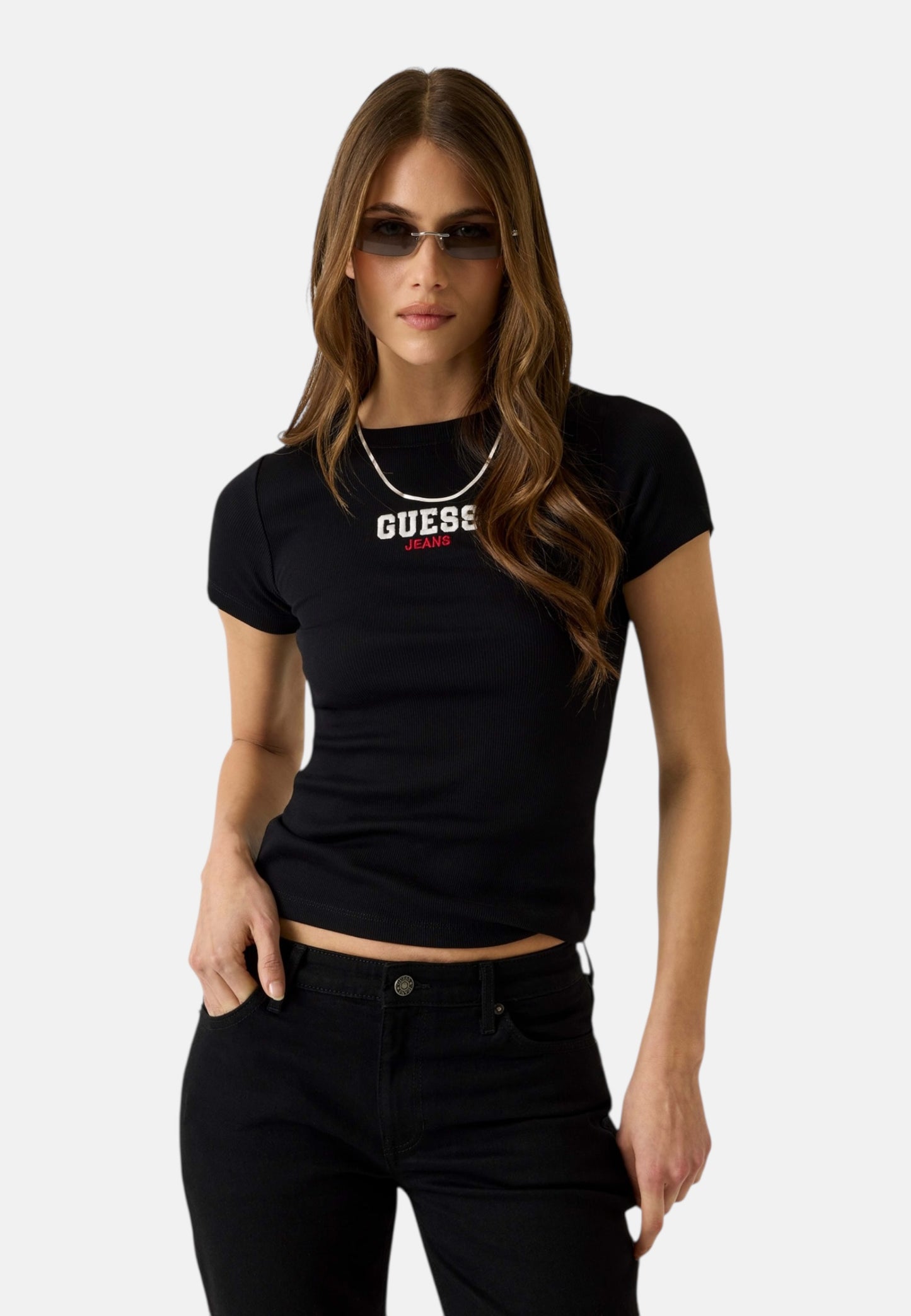 T-Shirt Manica Corta Donna Guess Slim Gj Rib Emb W4YI64KA0H1