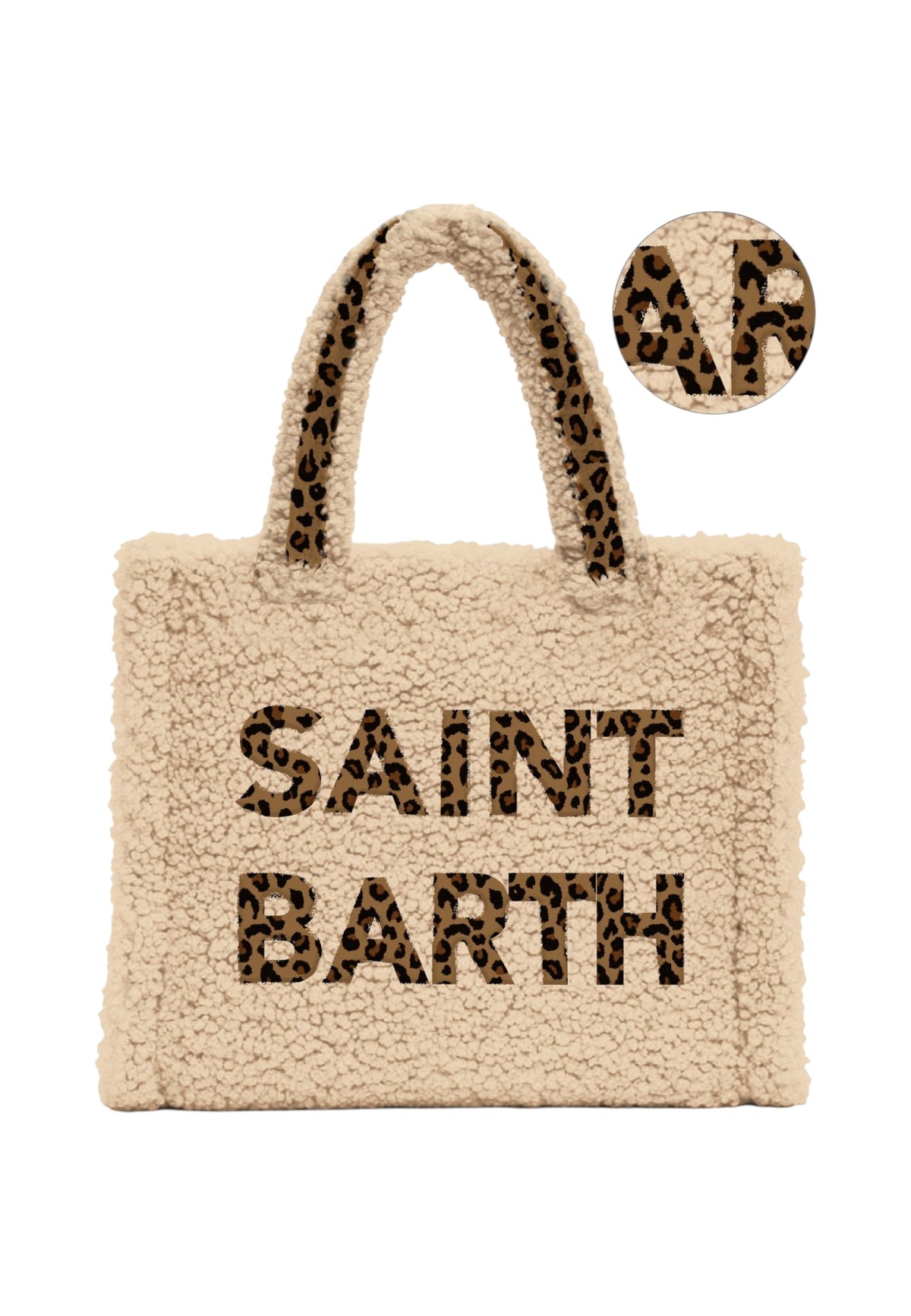 Borsa A Mano Donna Mc2 Saint Barth Logo Sul Davanti, Doppi Manici, Il Logo Saint Barth Sul Davanti Colette Teddy COL0032-MAXI-LOGO-LEOPARD