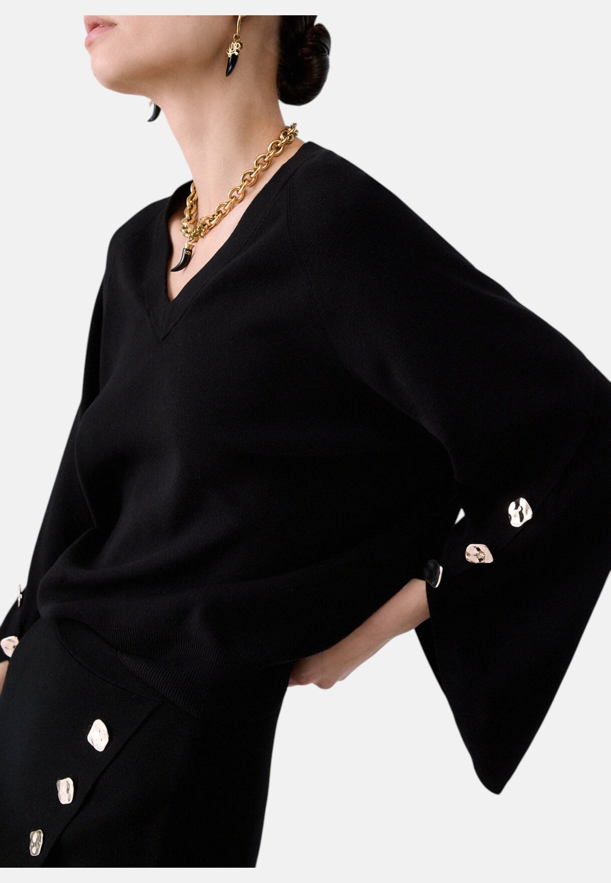 Maglia Scollo A V Donna Liu Jo Con Maniche A Mantella  CF6092MS99E