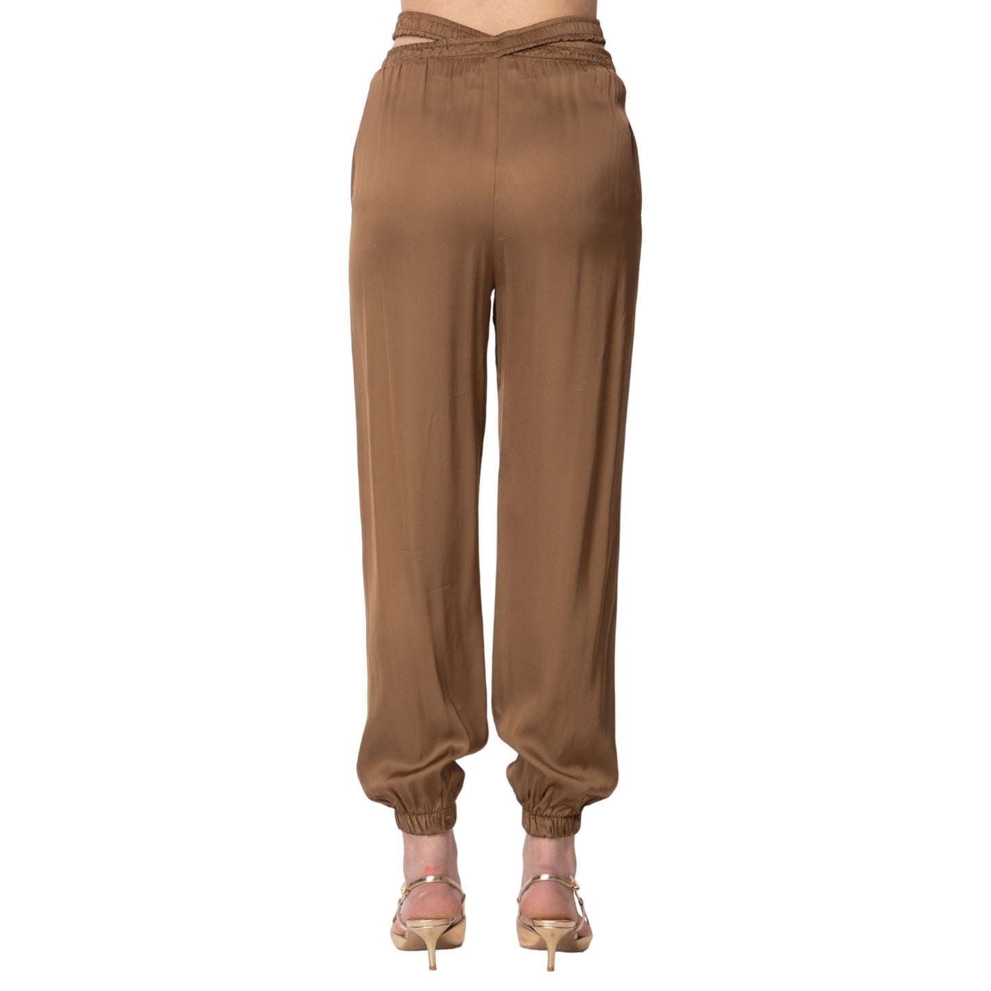Pantaloni  Donna Gaelle  Raso Elastico In Vita Intrecciato E Flag GBDP16374