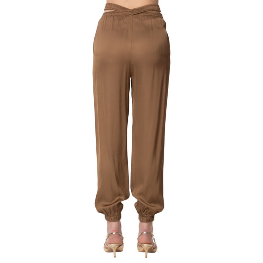 Pantaloni  Donna Gaelle  Raso Elastico In Vita Intrecciato E Flag GBDP16374