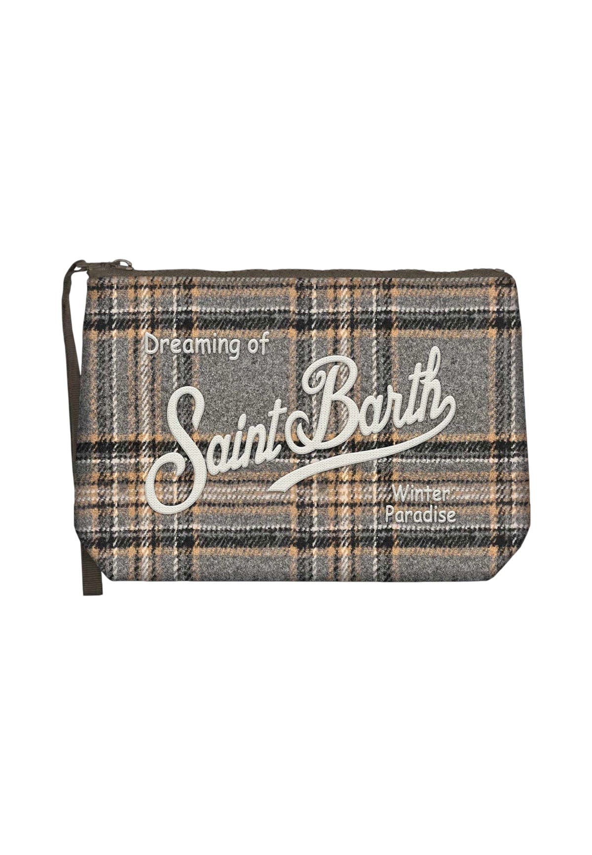 Pochette  Unisex Mc2 Saint Barth Chiusura Con Zip, Laccetto Laterale, Fantasia Tartan Aline Wool ALI0022-TARTAN