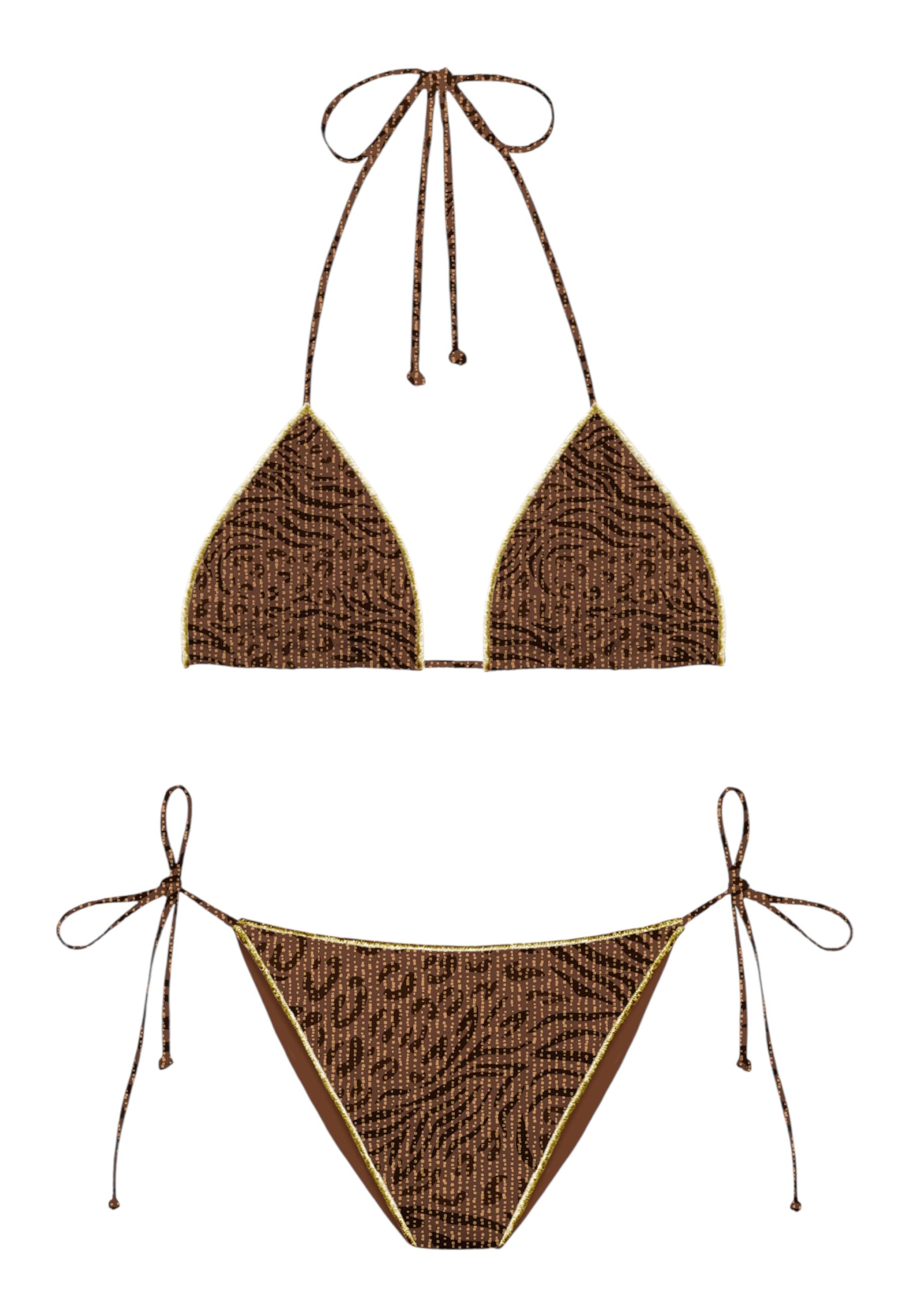 Bikini 2 Pezzi Donna Mc2 Saint Barth Triangle Leah + Slip Virgo, Finiture Overlock Lurex Animalier Mix Levyne Overlock LVY0002