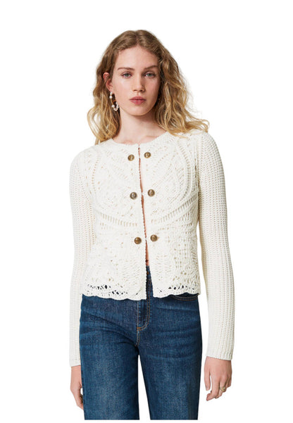 Cardigan  Donna Twinset In Maglia Con Crochet  242TP3474