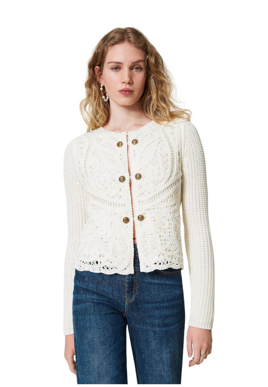 Cardigan  Donna Twinset In Maglia Con Crochet  242TP3474
