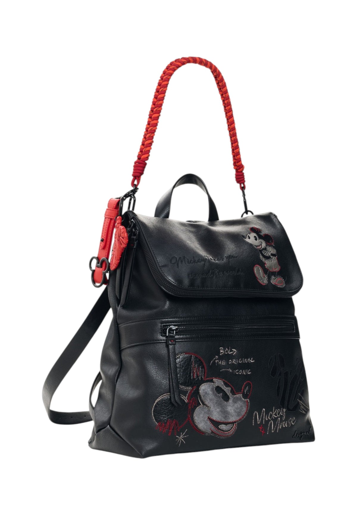 Zaino  Donna Desigual Medio, Motivo Mickey Mouse, Con patta Mickey Face Hampton 2.0 26WAKP07