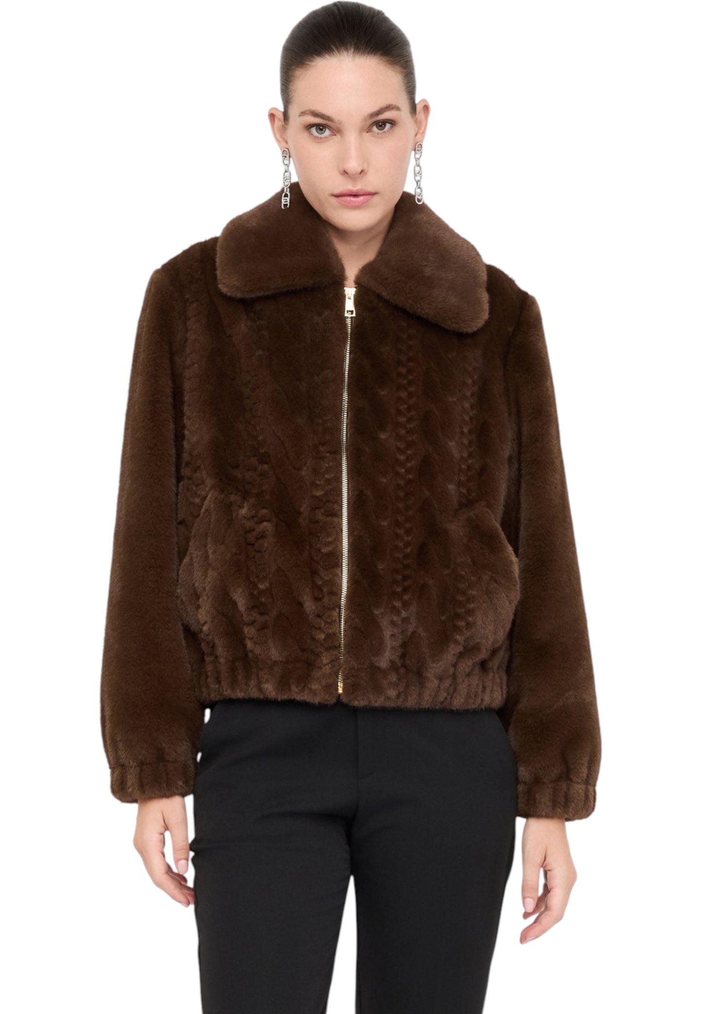 Giacca Bomber Donna Liu Jo In Teddy Con Trecce  MF5094E1044