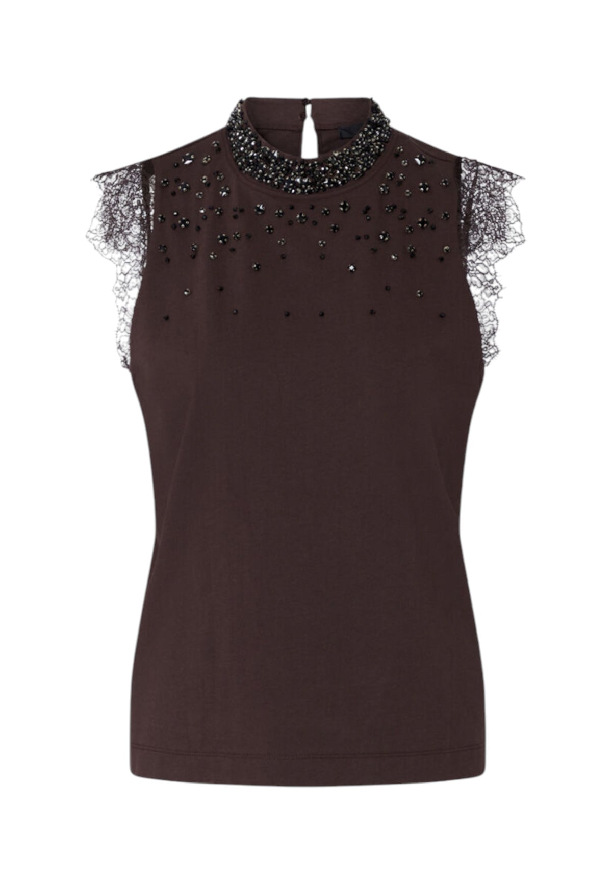 T-Shirt Senza Maniche Donna Liu Jo Con Pizzo E Strass  CF6142J5923