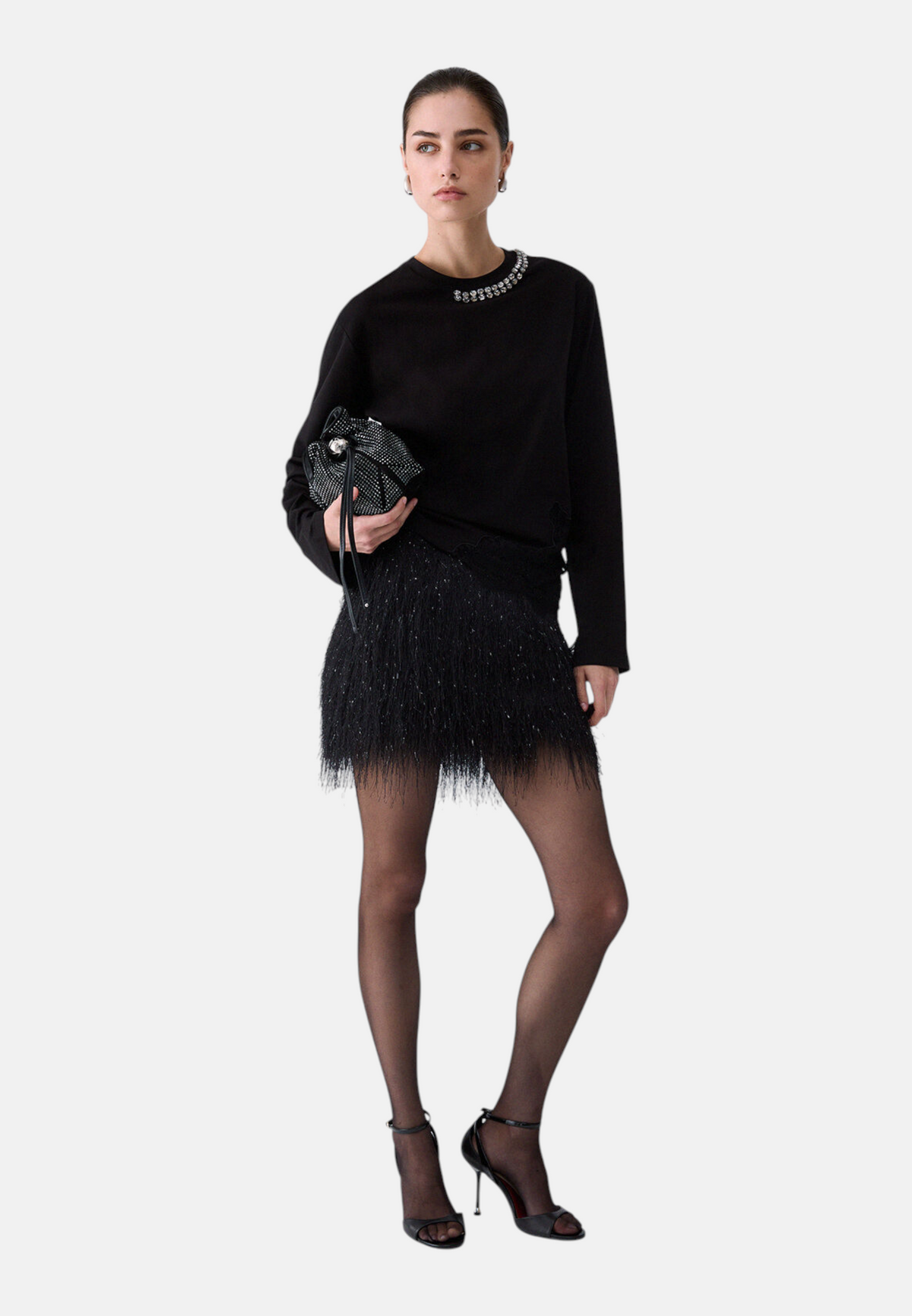 T-Shirt Manica lunga Donna Liu Jo Con Pizzo E Strass  CF6238JS088