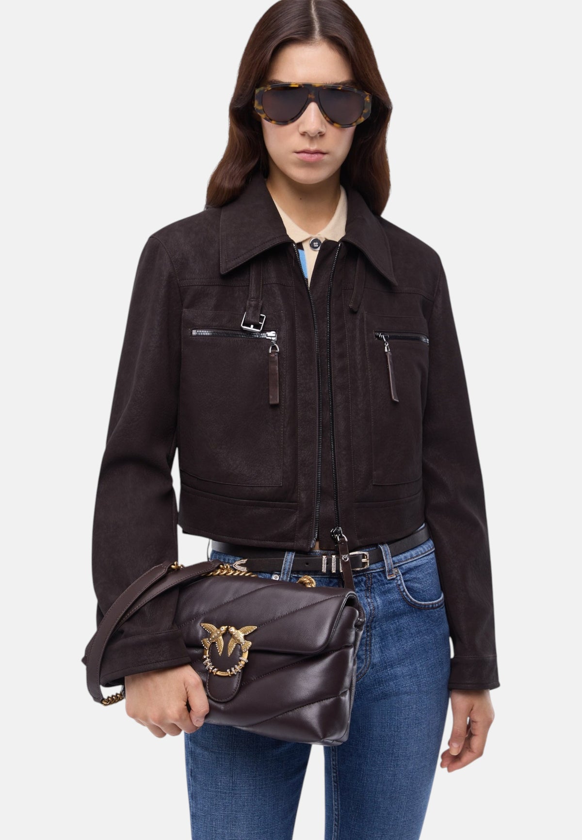 Borsa A Tracolla Donna Pinko Nappa trapuntata, nuova fibbia Love Birds, tracolla a catena, misure 27 x 9 x 19 cm Love Puff Classic New Buckle 107057A0F2