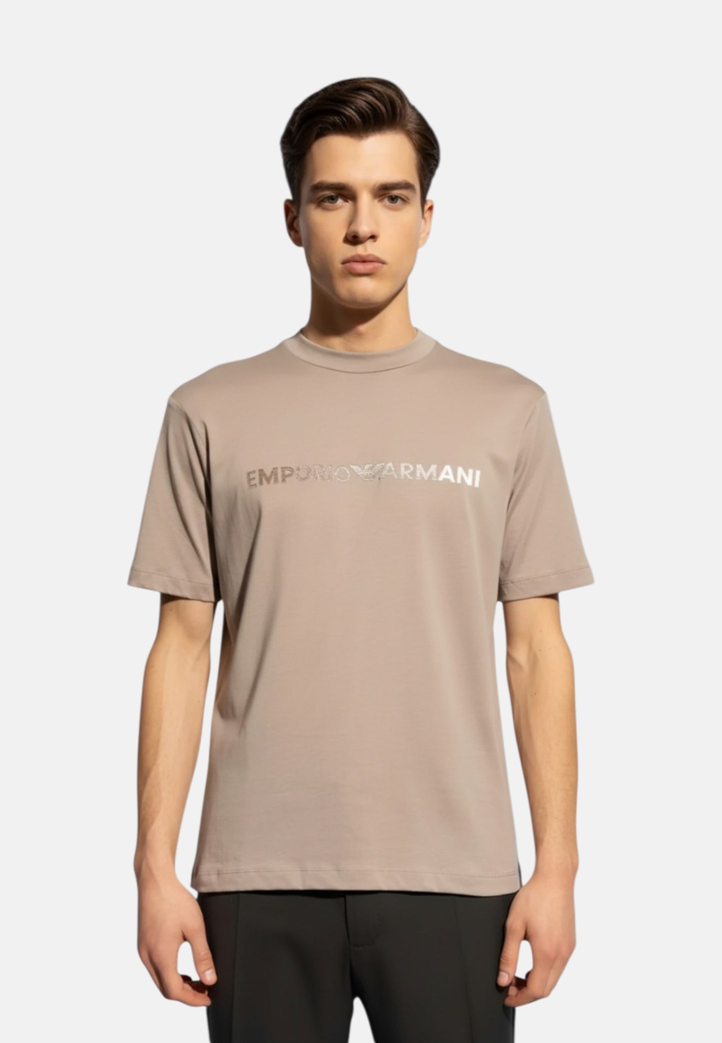 T-Shirt Manica Corta Uomo Emporio Armani Con Logo Ricamato Drawing 3D1TG31JPZZ