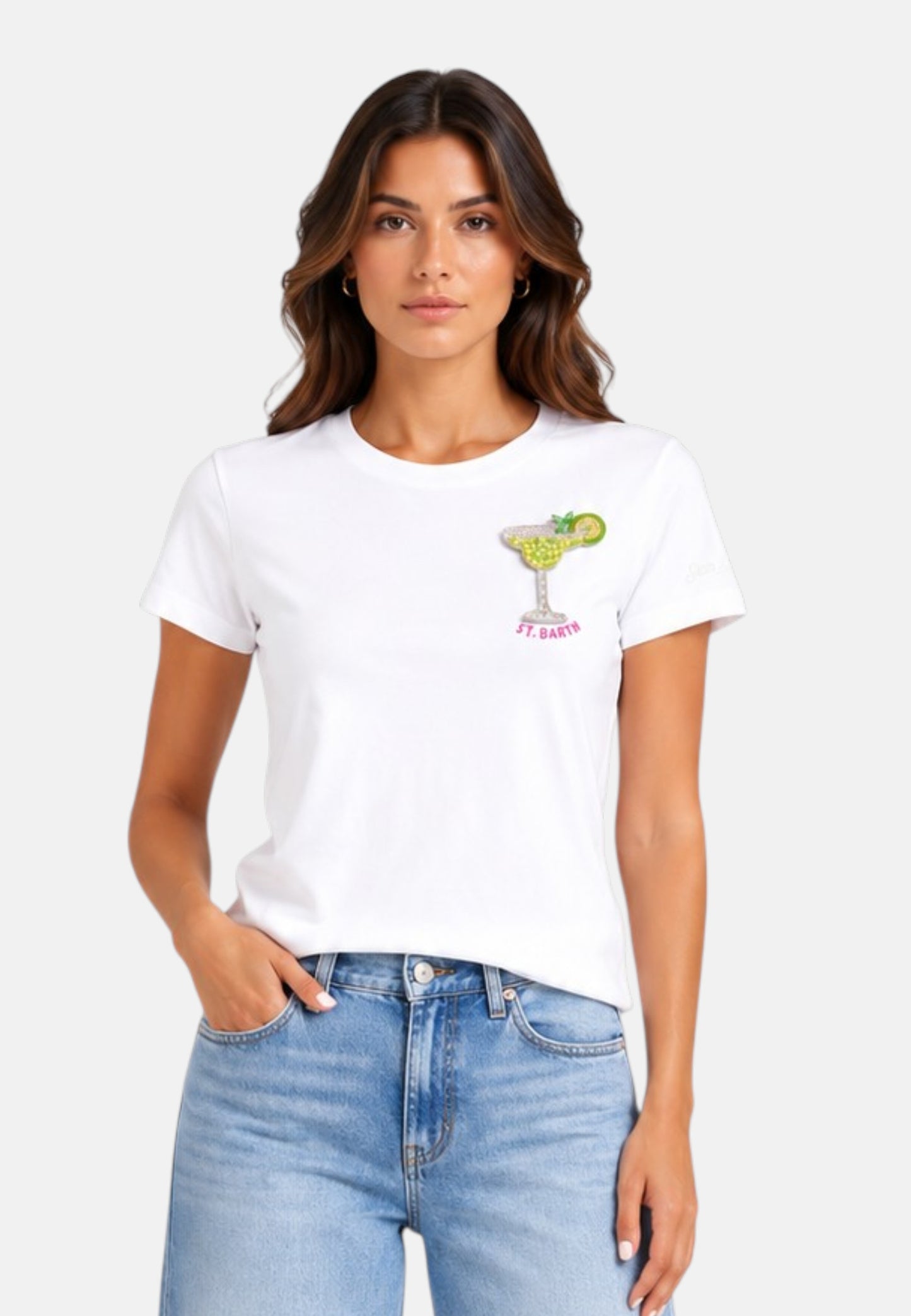 T-Shirt Manica Corta Donna Mc2 Saint Barth Sb Margarita Beads Emb Emilie EMI0001