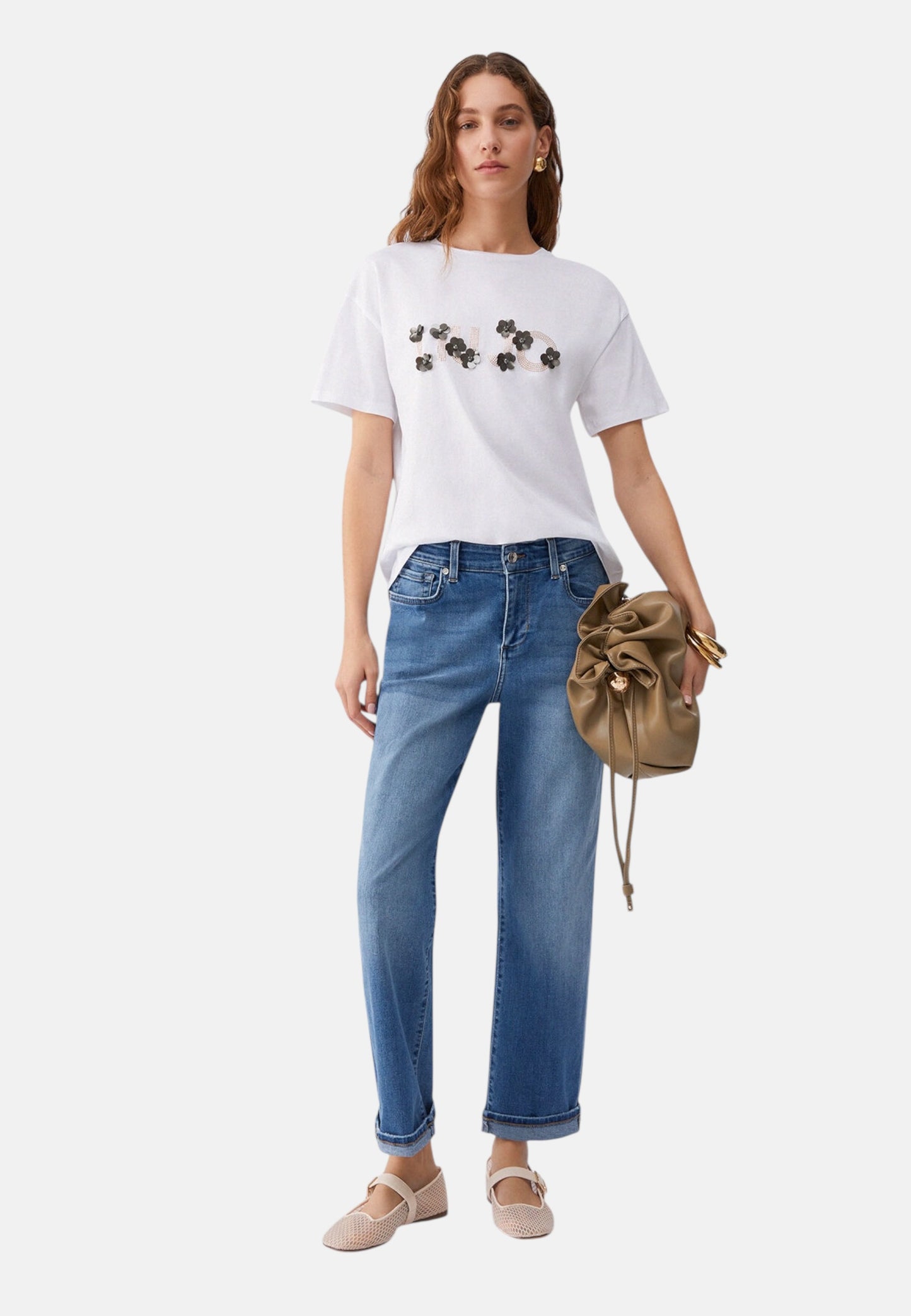 T-Shirt Manica Corta Donna Liu Jo LiuJo Sequins Floral Eco Line WA6238JS923