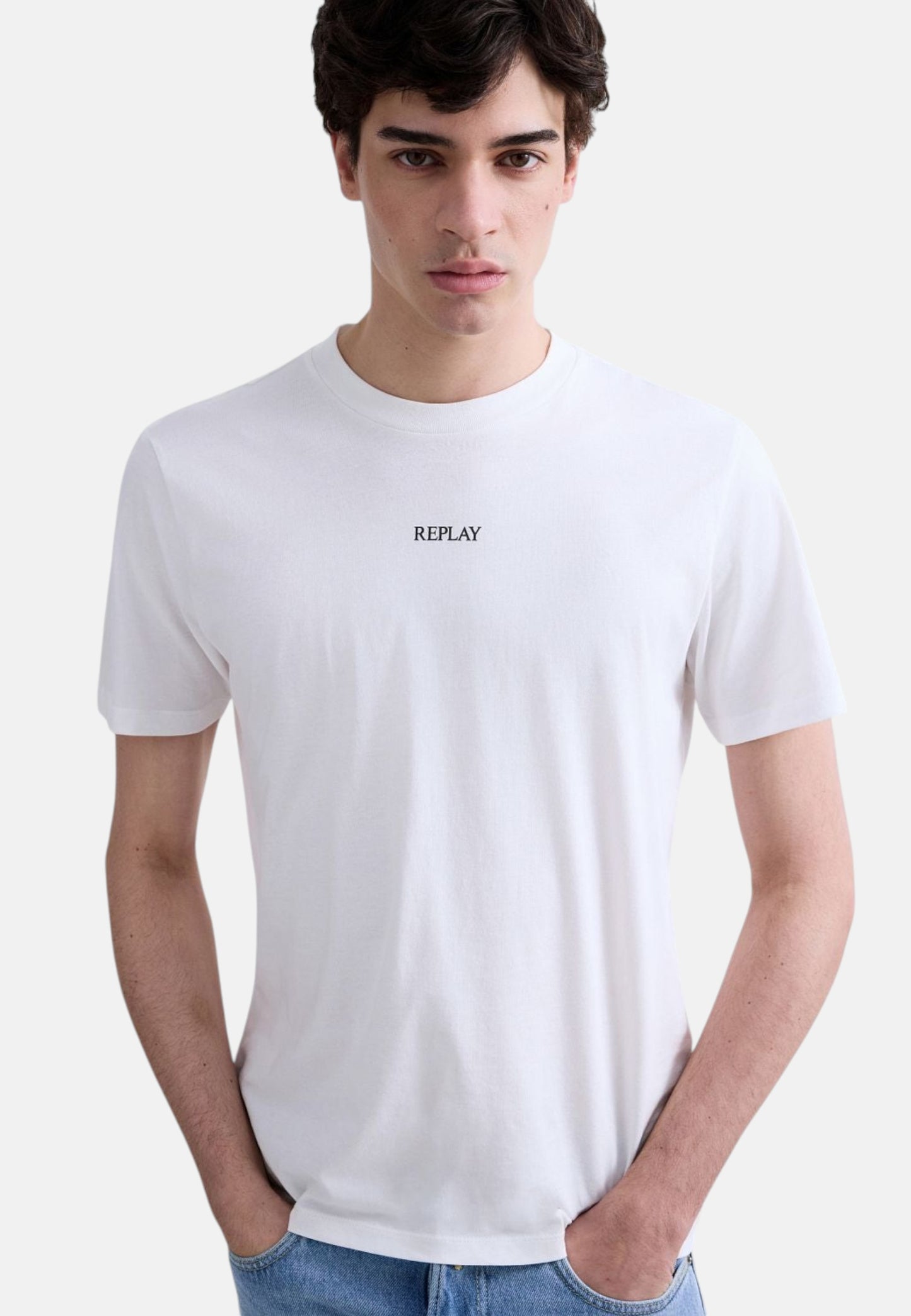 T-Shirt Manica Corta Uomo Replay In Jersey Con Lettering  M3098 .000.2660
