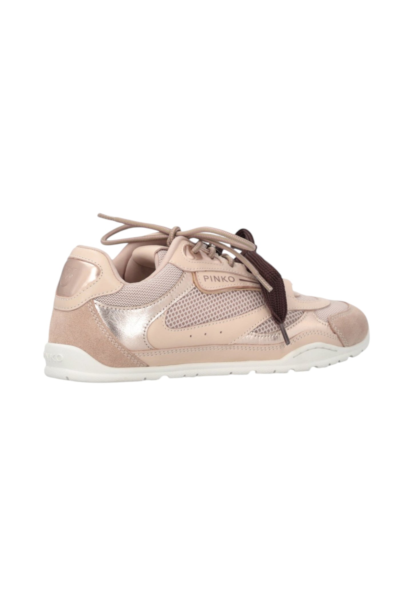Sneakers Basse Donna Pinko In Pelle Di Vitello/Mesh/Camoscio Bovino Con Lacci Doppi, Cristallo E Charm Yulia 01 SS0185P020