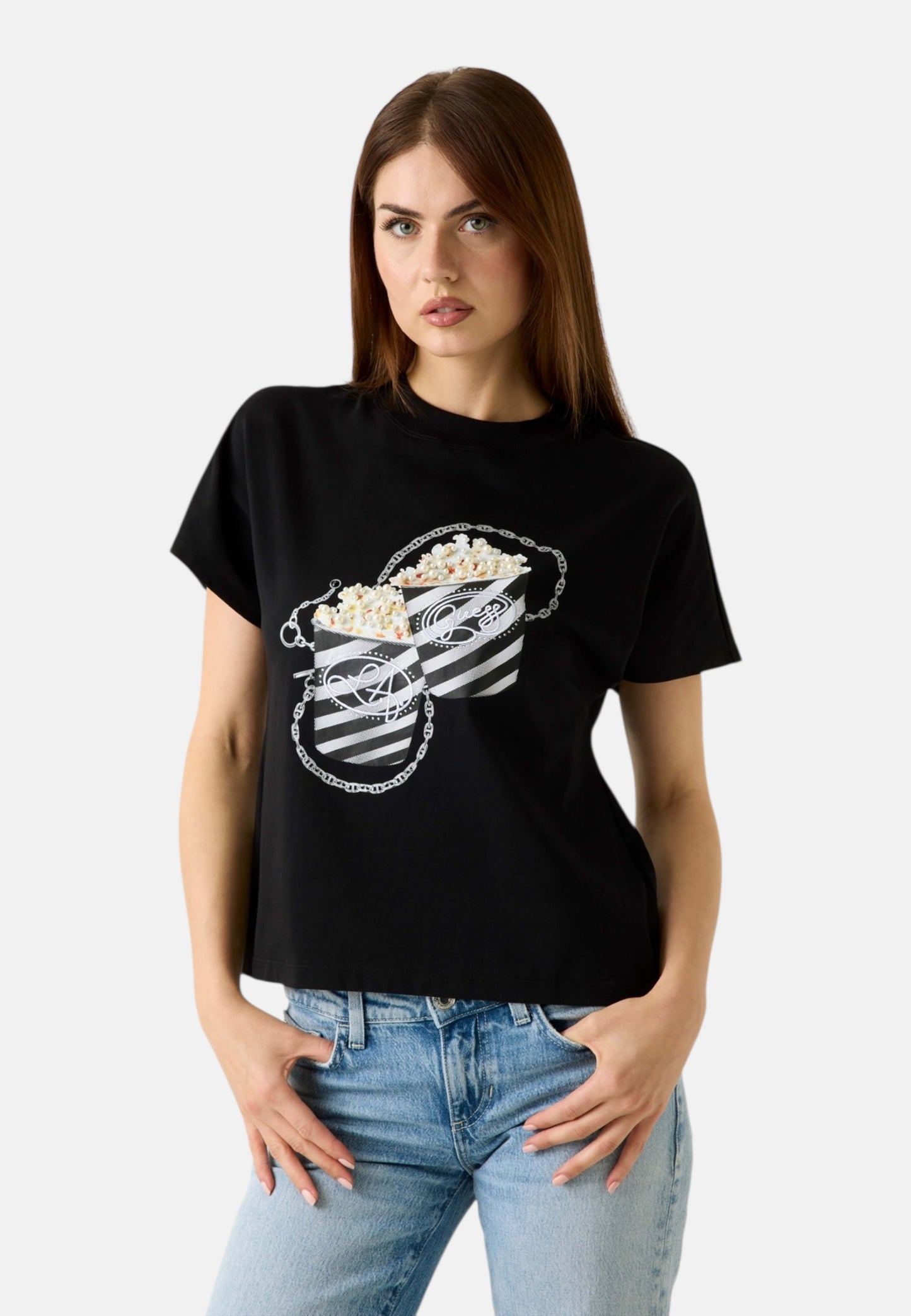 T-Shirt Manica Corta Donna Guess  Popcorn W6RI28I3Z14