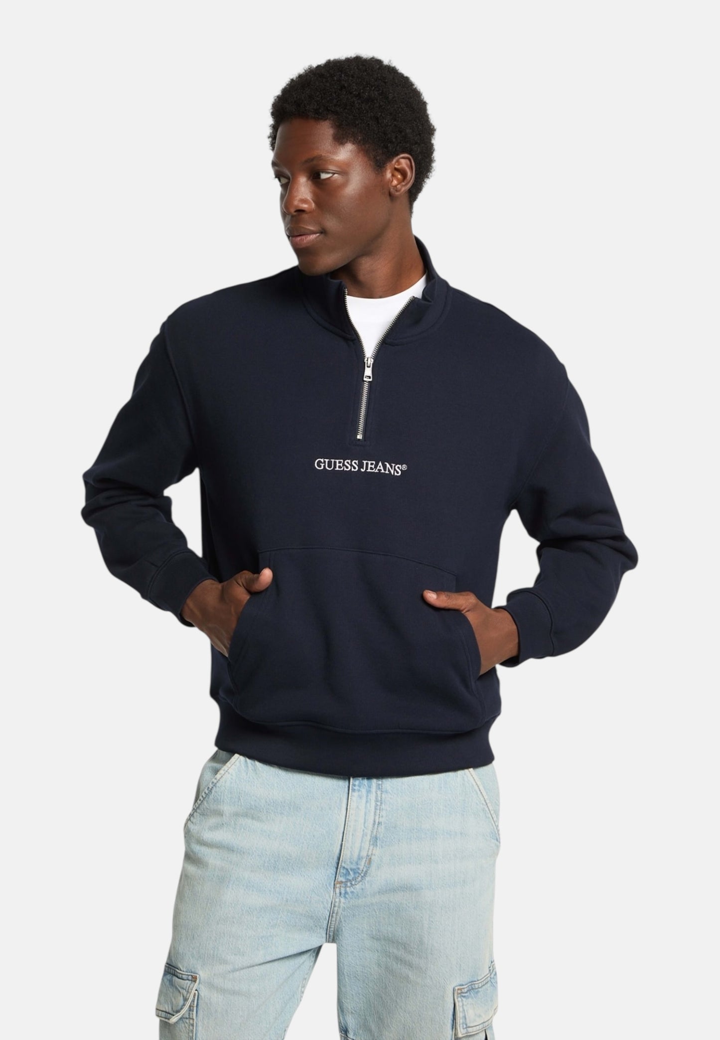 Felpa Collo Alto Uomo Guess Con Mezza Zip Gj Embro M5RQ42KCPR1
