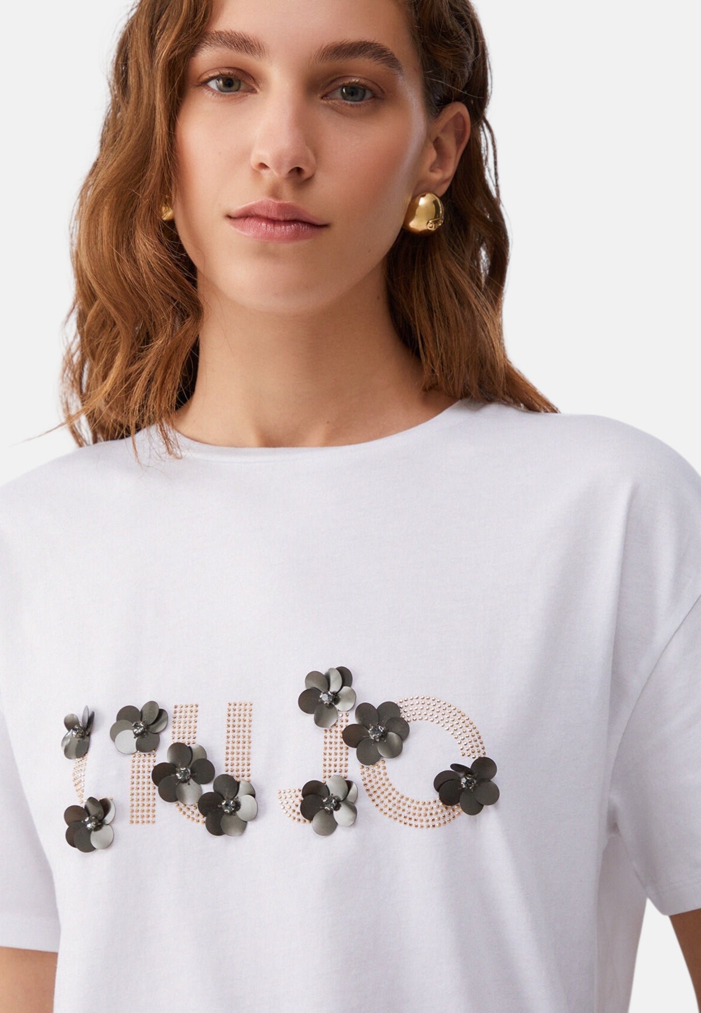 T-Shirt Manica Corta Donna Liu Jo LiuJo Sequins Floral Eco Line WA6238JS923