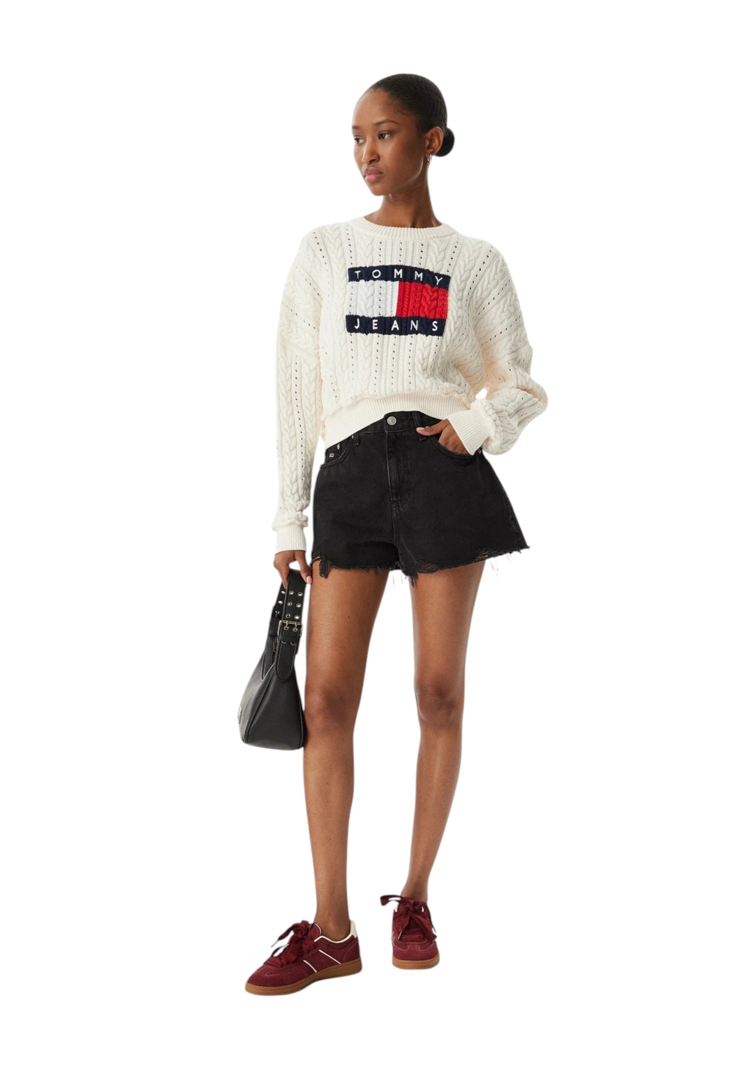 Maglione A Girocollo Donna Tommy Jeans  Tjw Gmd Cable Flag DW0DW22317
