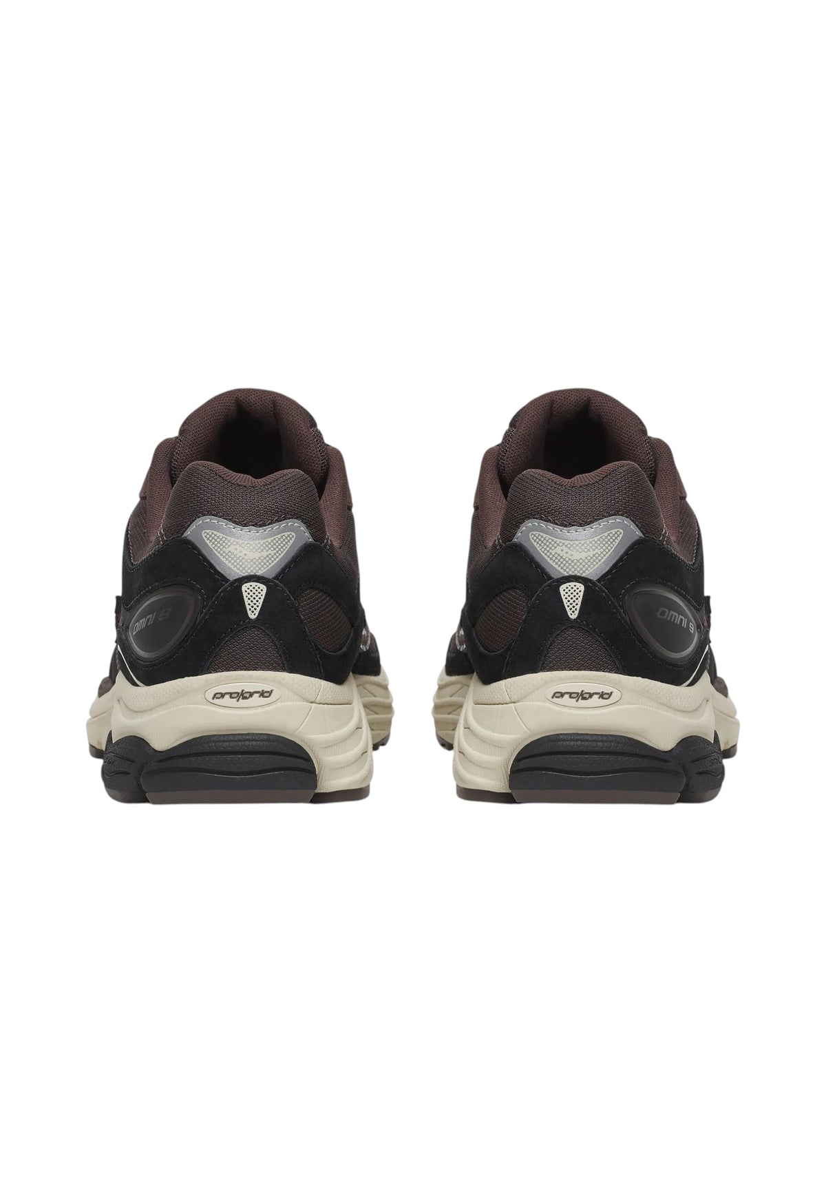 Sneakers Basse Uomo Saucony Chiusura con lacci, Tomaia in mesh aperto traspirante, Inserti in pelle scamosciata, Gabbia stabilizzante gommata, Ammortizzazione GRID Progrid Omni 9 S101835