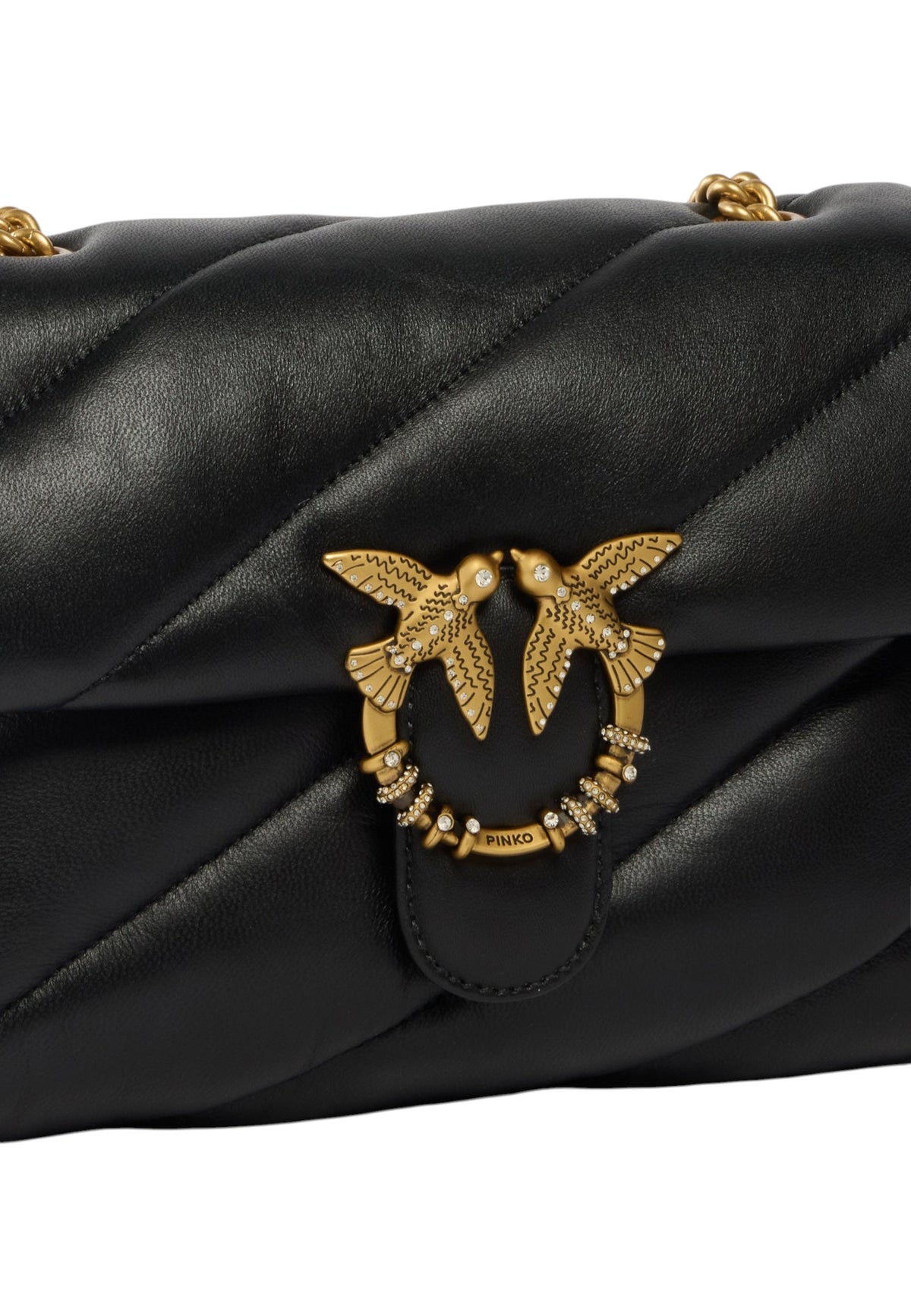 Borsa A Tracolla Donna Pinko Nappa trapuntata, nuova fibbia Love Birds, tracolla a catena, misure 27 x 9 x 19 cm Love Puff Classic New Buckle 107057A0F2