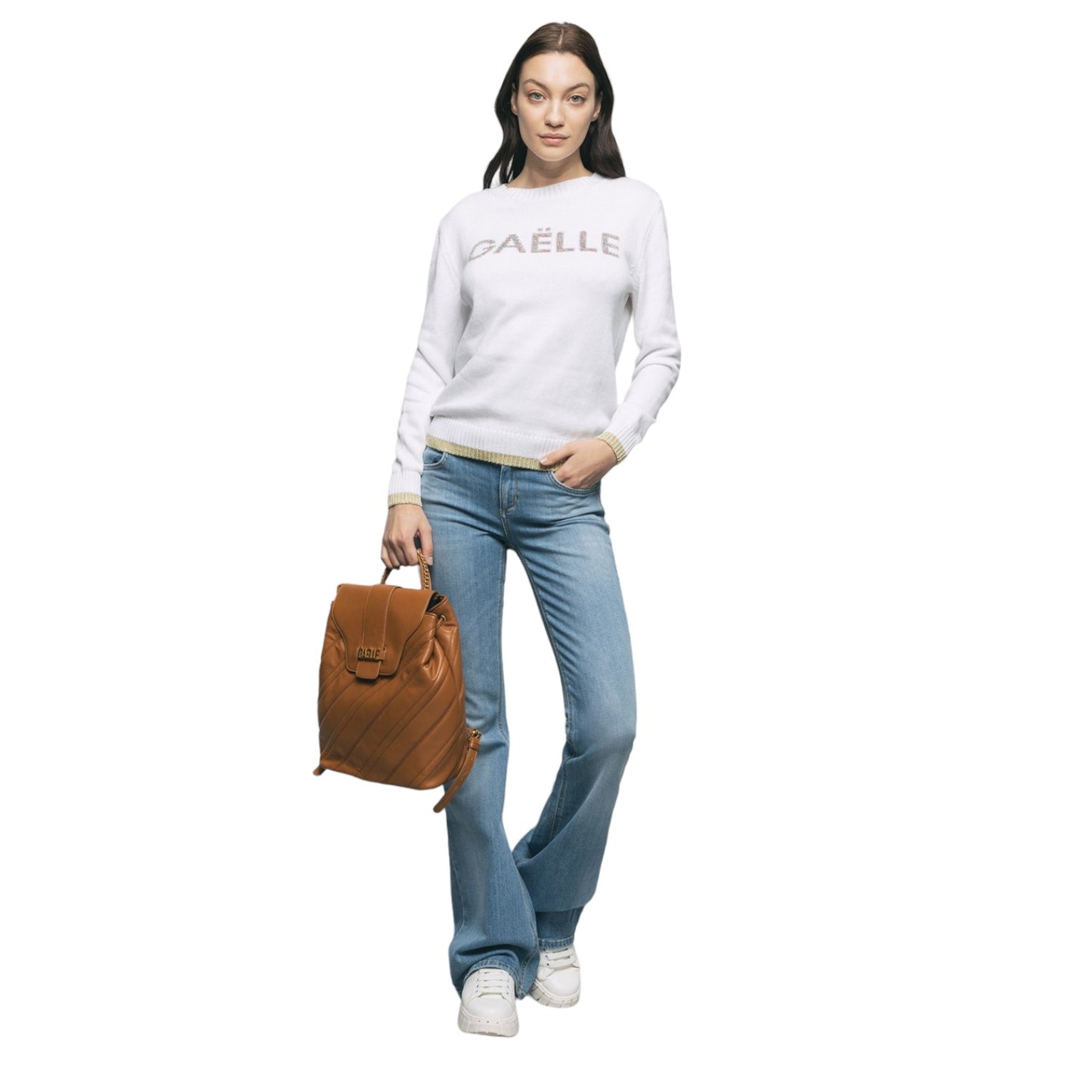 Pantaloni  Donna Gaelle  Flare In Denim Con Ricamo GBDP17188