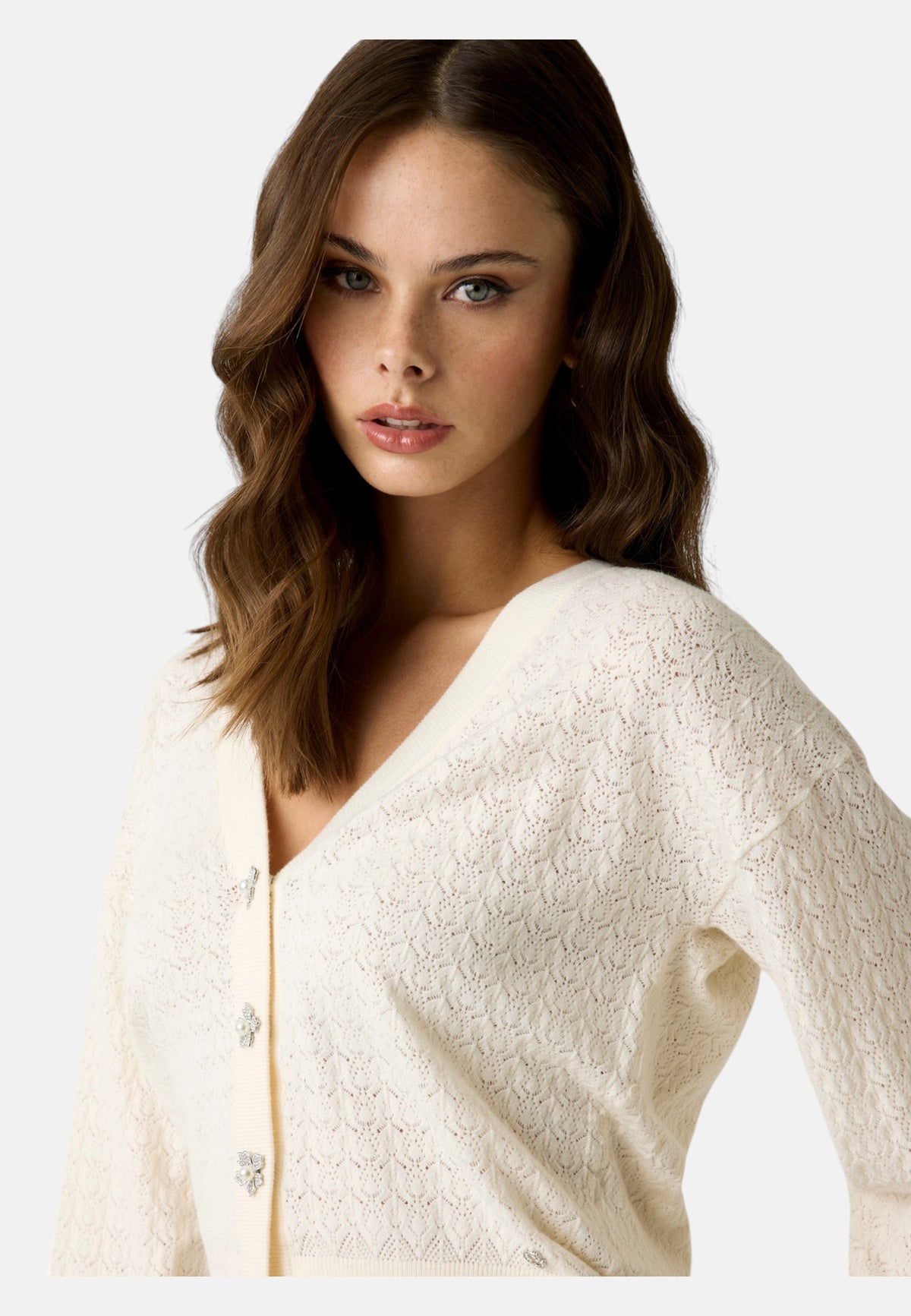 Cardigan  Donna Guess Manica lunga, Scollo a V Ls Vn Nina Cardi Stwr W6YR14Z0955