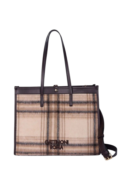 Borsa A Spalla Donna Gattinoni Large Shopping Fernanda Check BINF08686WZC