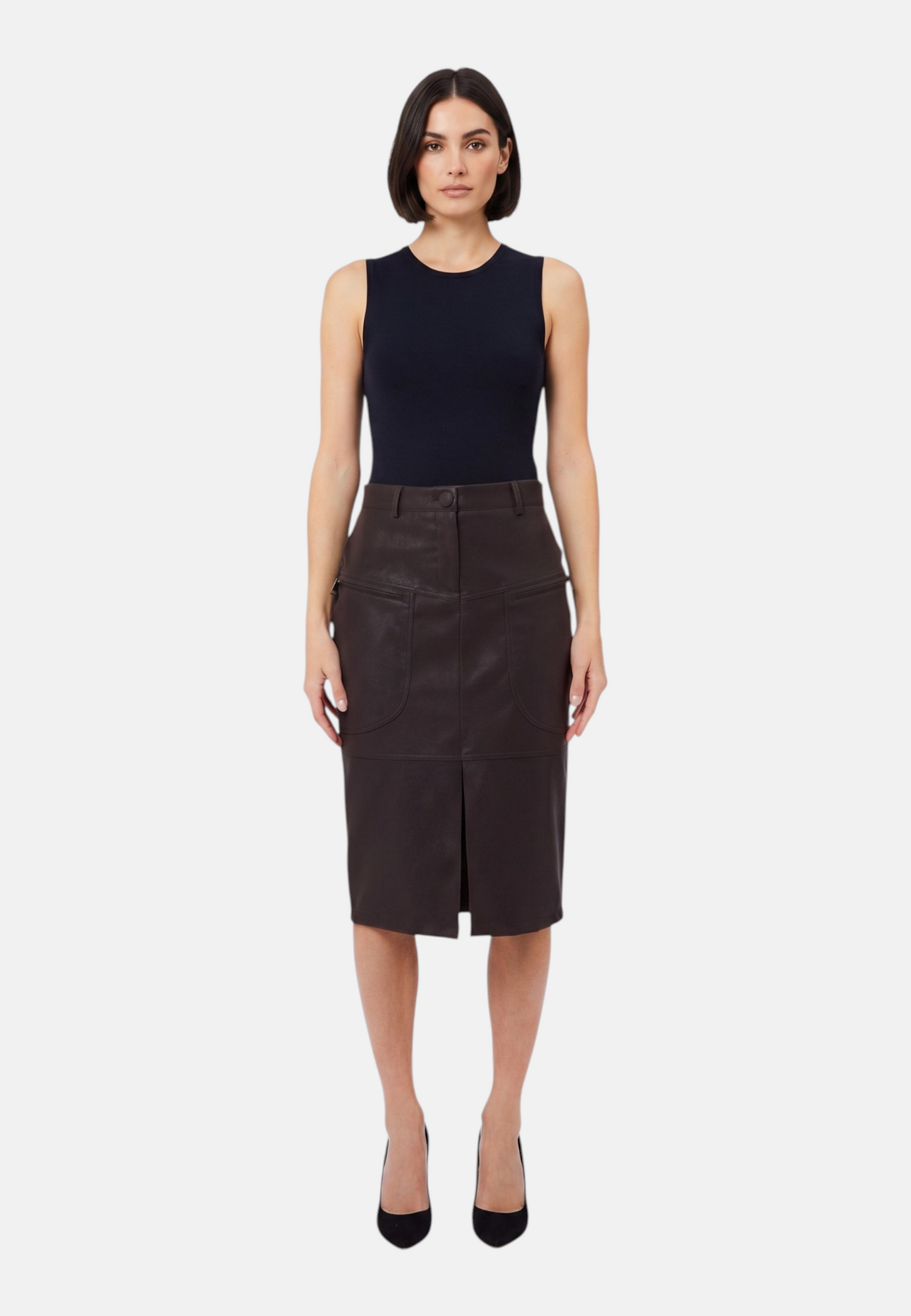 Gonna Midi Donna Liu Jo Pencil In Pelle Sintetica  WF6209E1157