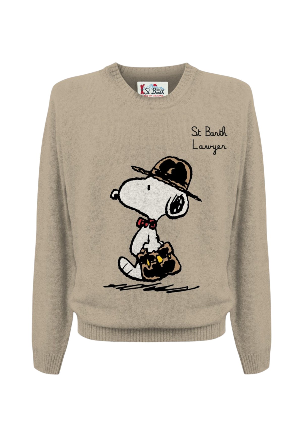 Maglione A Girocollo Uomo Mc2 Saint Barth Maniche Lunghe, Polsi E Fondo A Coste, Snoopy Con Cappello E Valigetta Heron HER0001-SNOOPY-LAWYER