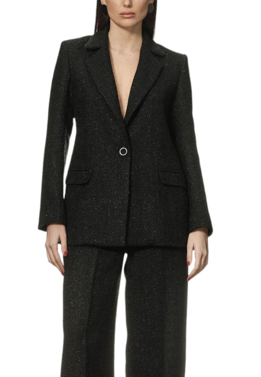 Giacca Blazer Donna White Wise Monopetto Boucle' Lurex  WW18506