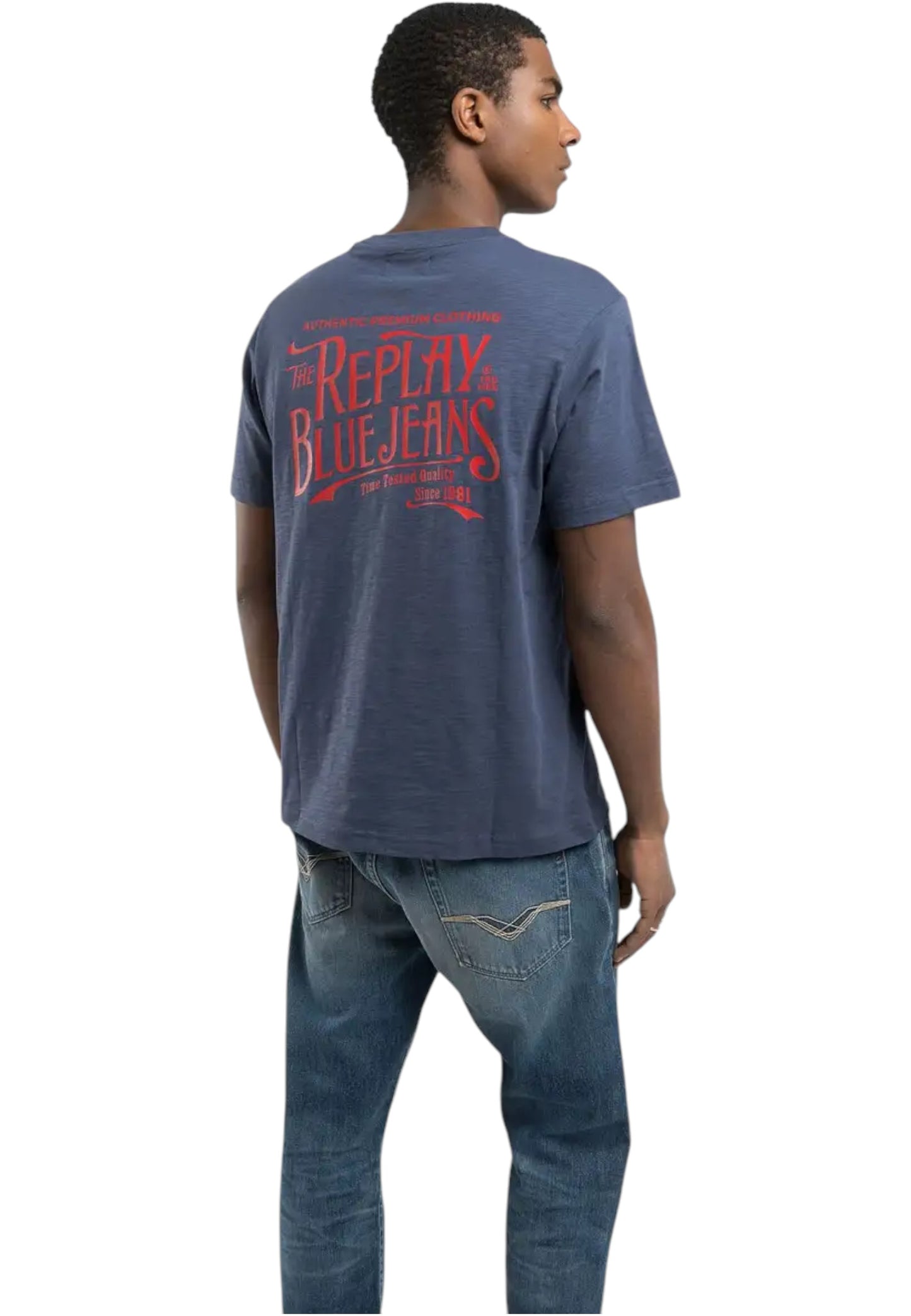 T-Shirt Manica Corta Uomo Replay In Jersey Fiammato