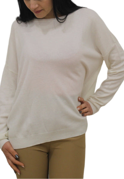 Maglione A Girocollo Donna White Wise Over In Cashmere  WW18036