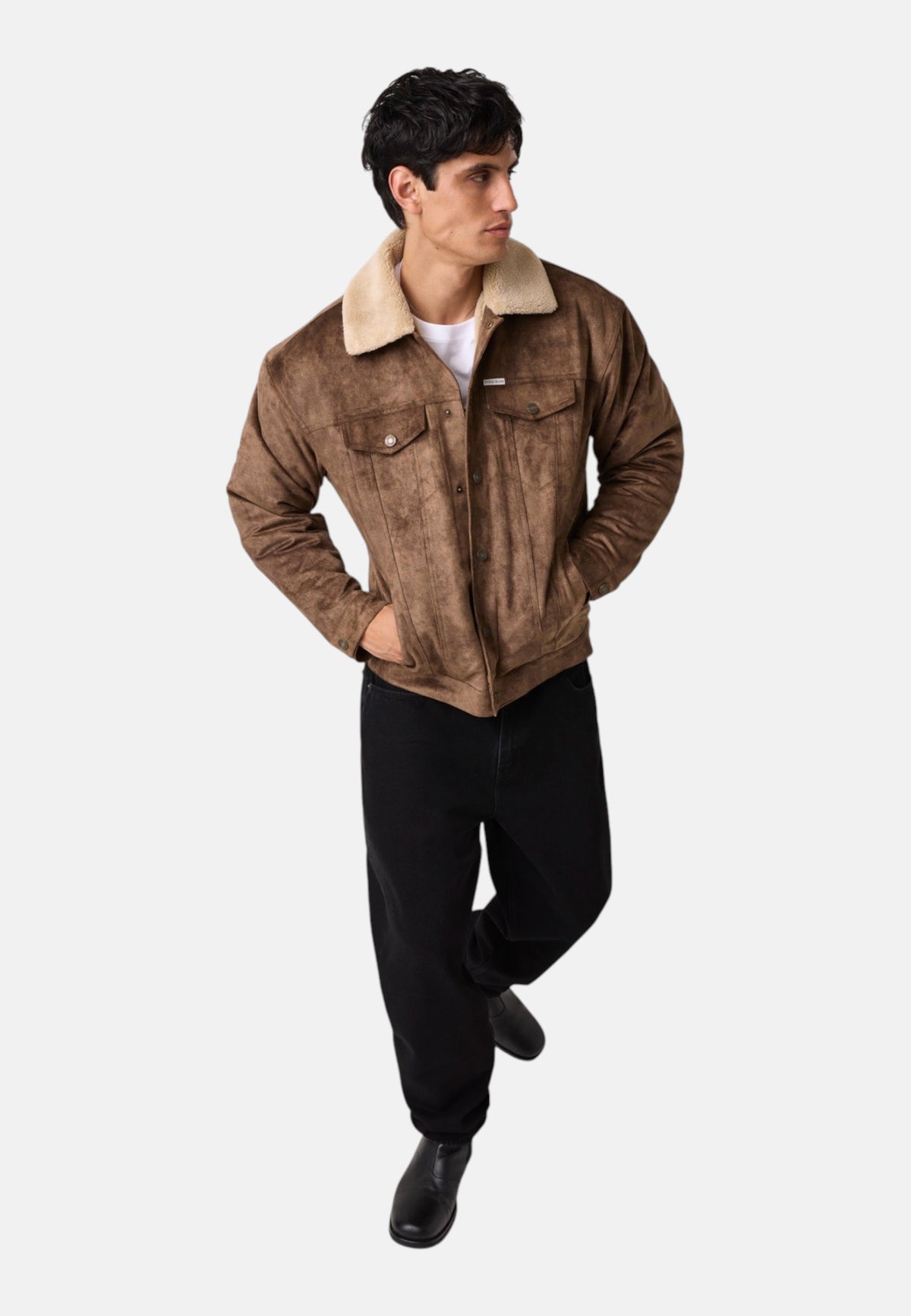 Giacca Invernale Uomo Guess Effetto shearling, Stile trucker Gj M6BL75K7182