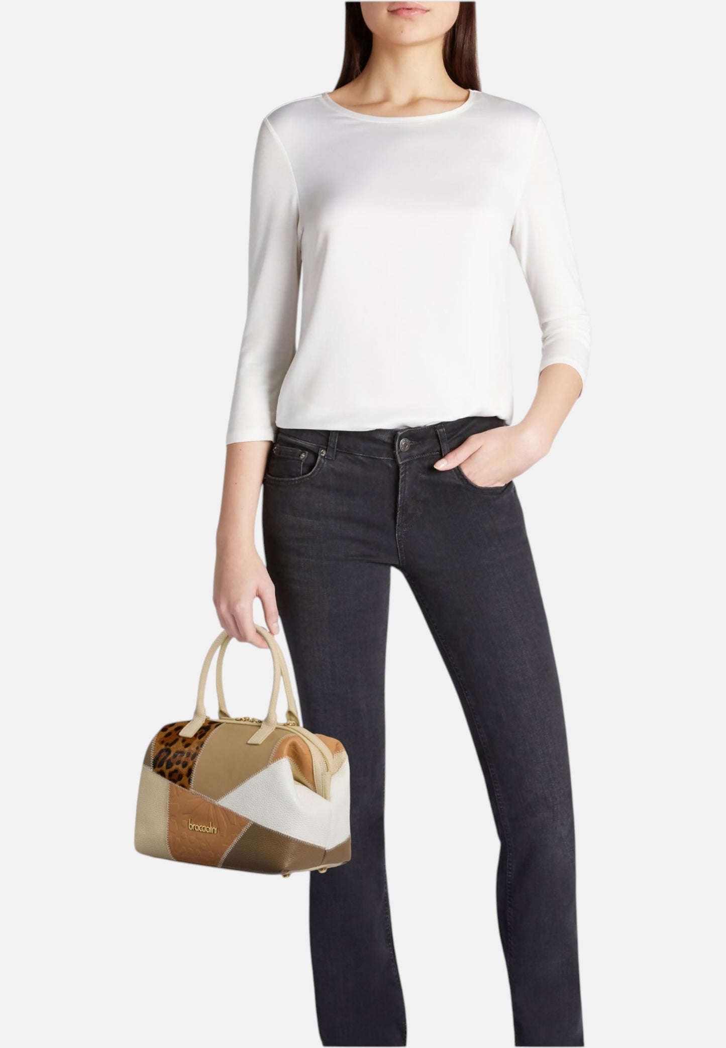 Borsa A Mano Donna Braccialini Bauletto In Pelle Patchwork B19072PP