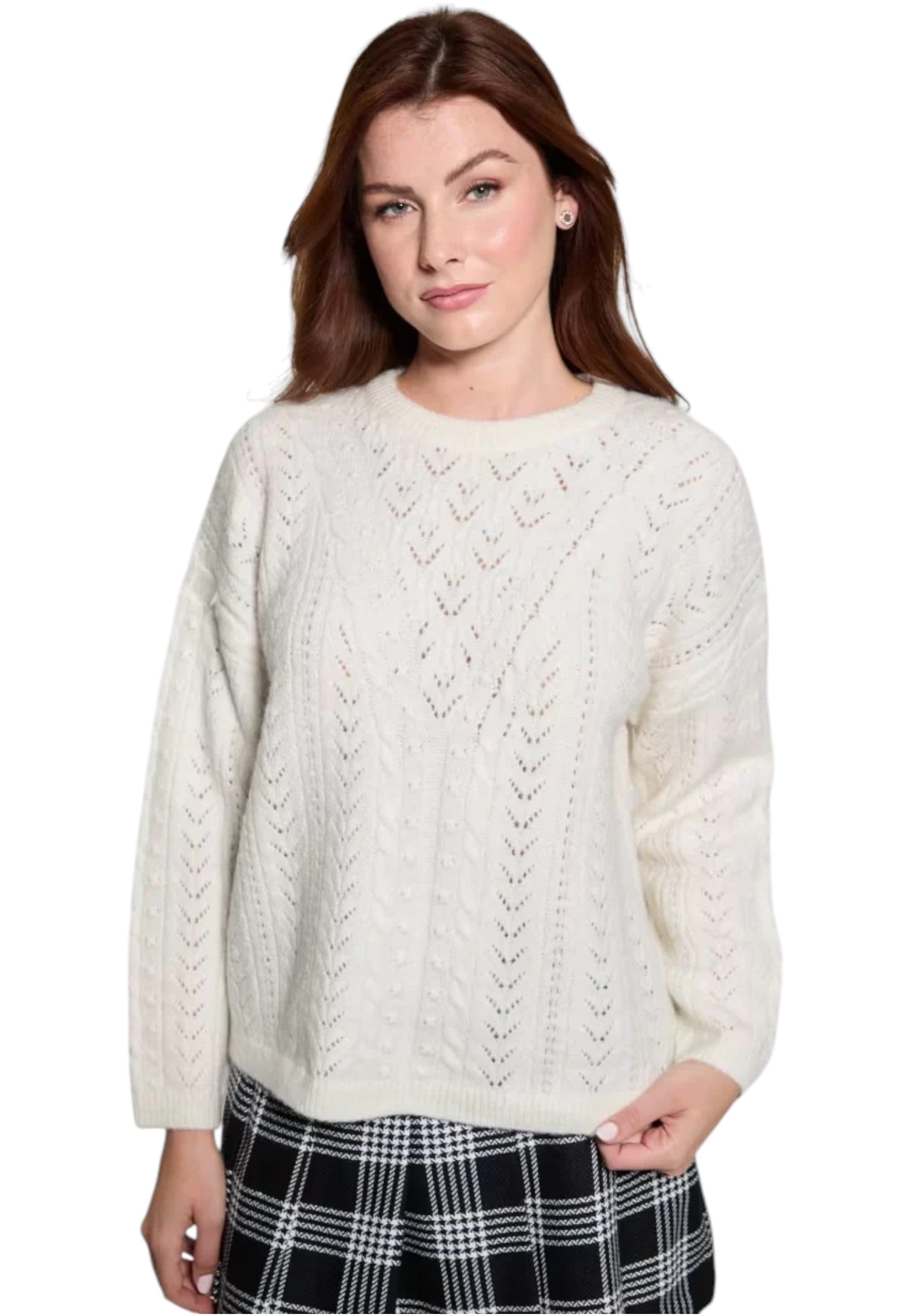 Maglione A Girocollo Donna Guess  Sylvie Pointelle W5YR56Z2ZK2