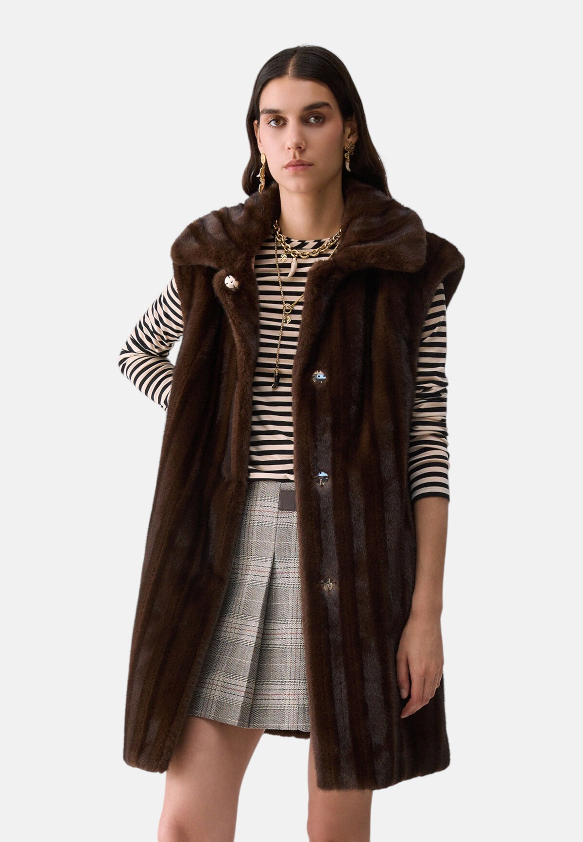 Gilet  Donna Liu Jo Lungo In Ecopelliccia Con Cintura  CF6017ES046