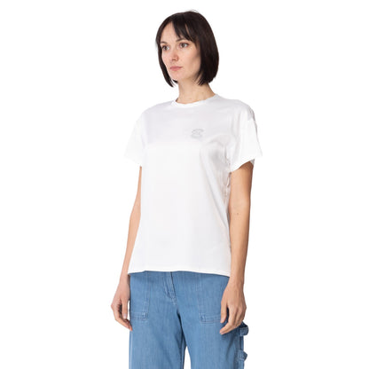 Blusa Manica Corta Donna Gaelle  In Raso Con Logo In Strass GBDP16030