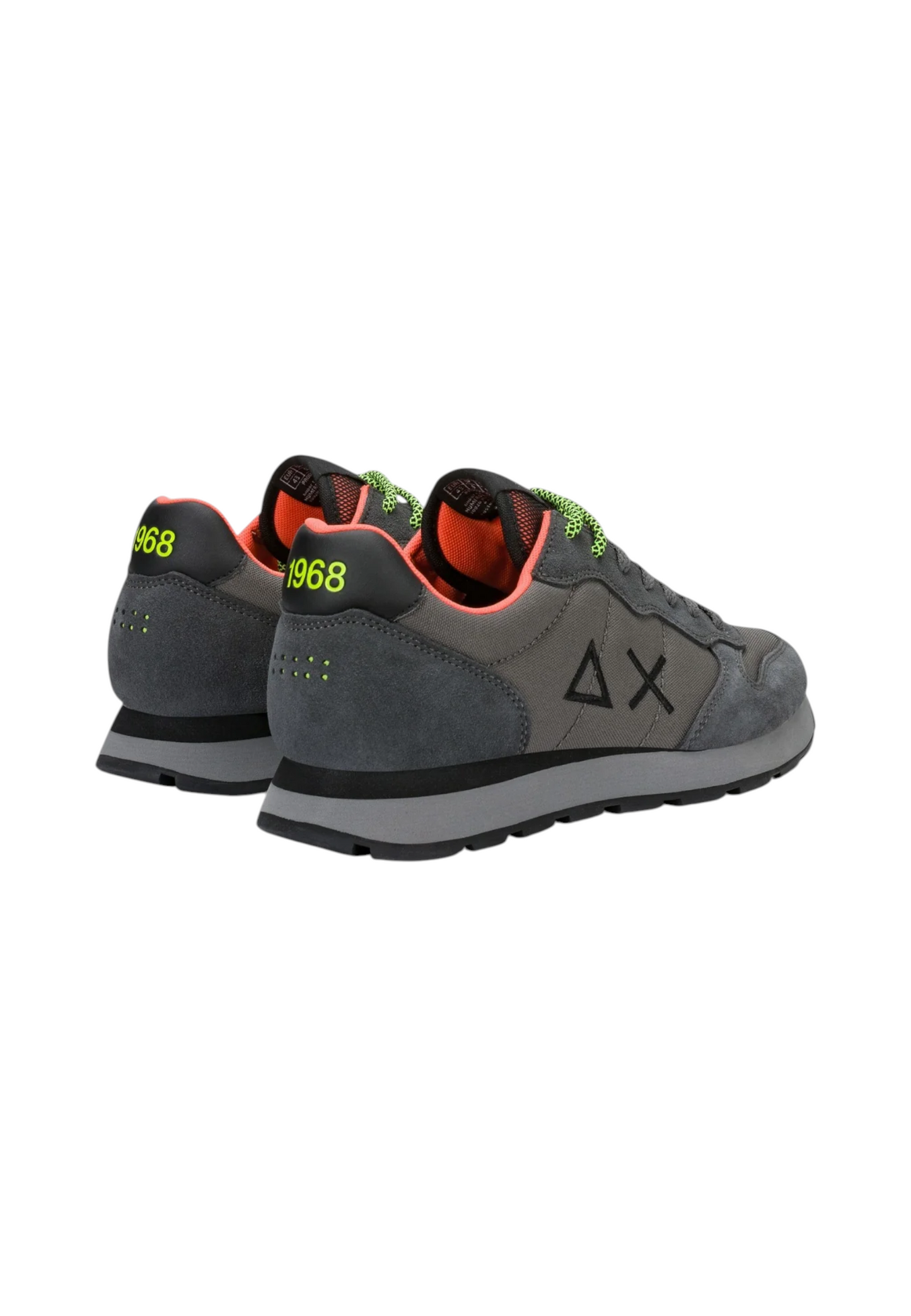 Sneakers Basse Uomo Sun68 Stile Running, Nylon E Suede, Dettagli Fluo, Logo Ricamato Tom Fluo Z46102
