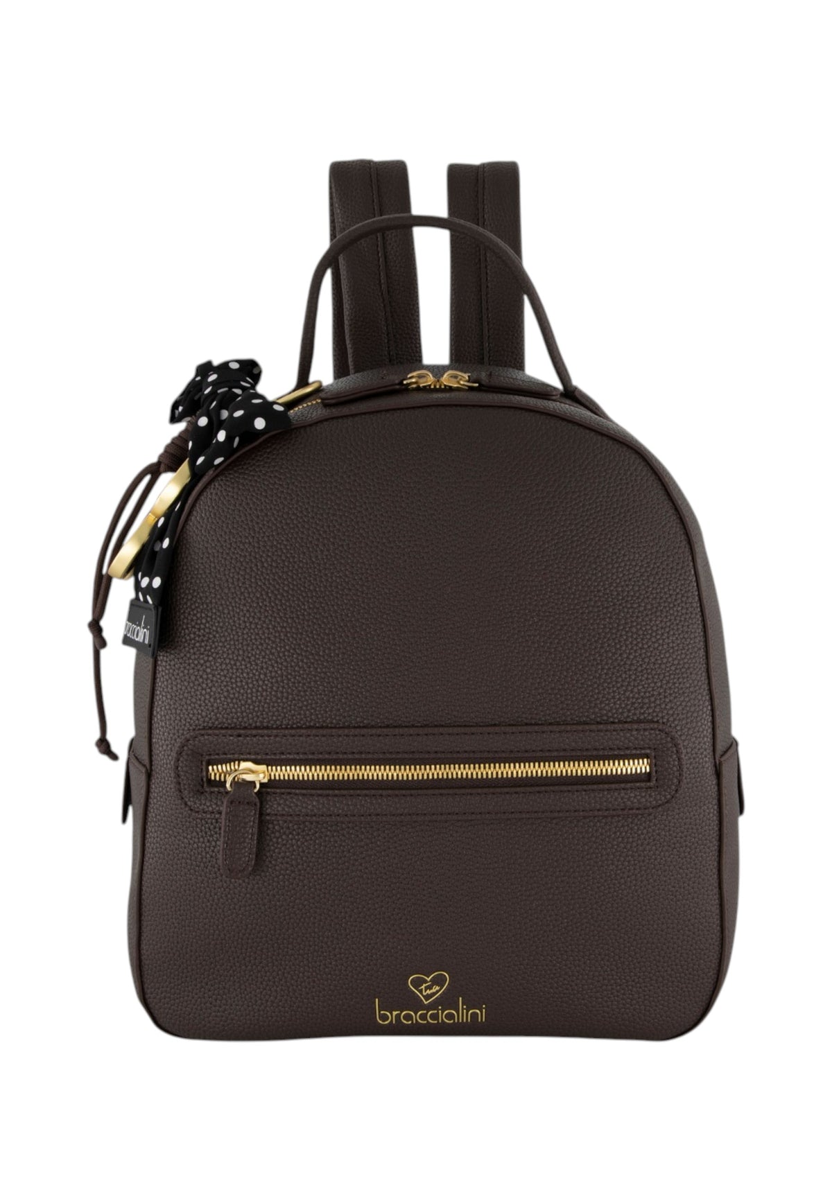 Zaino  Donna Braccialini Zaino compatto, Singolo con tracolle regolabili, Chiusura con zip, Due tasche interne, una con zip e una aperta, Charm removibile con margherita e fiocco a pois, Dimensioni: 27 x 11 x 31 Cm Beth B19223YY