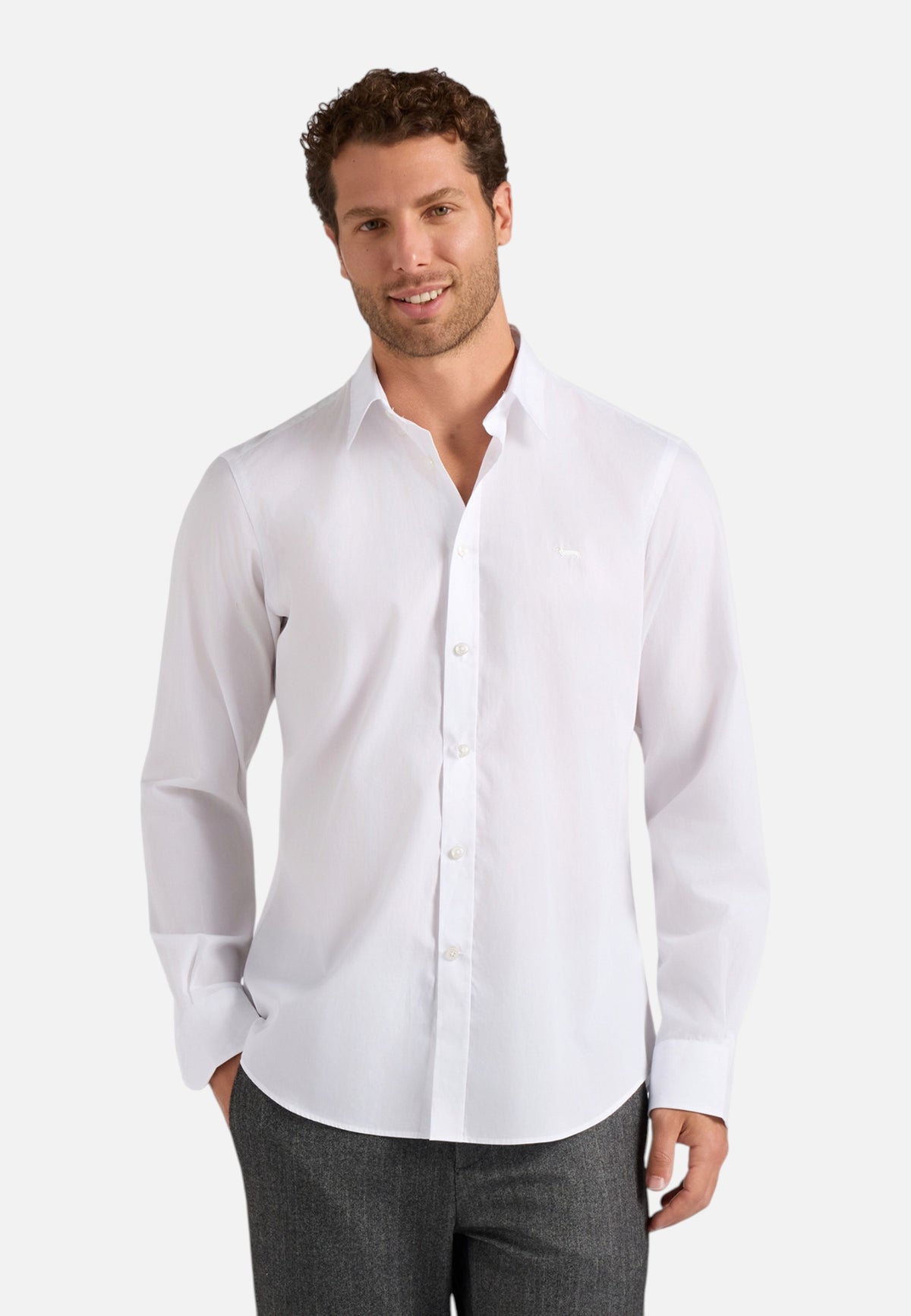 Camicia Manica lunga Uomo Harmont & Blaine Puro cotone popeline, Tessuto tinto in capo, Chiusura frontale con bottoni, Colletto classico, Logo Harmont & Blaine  CRR043013967M