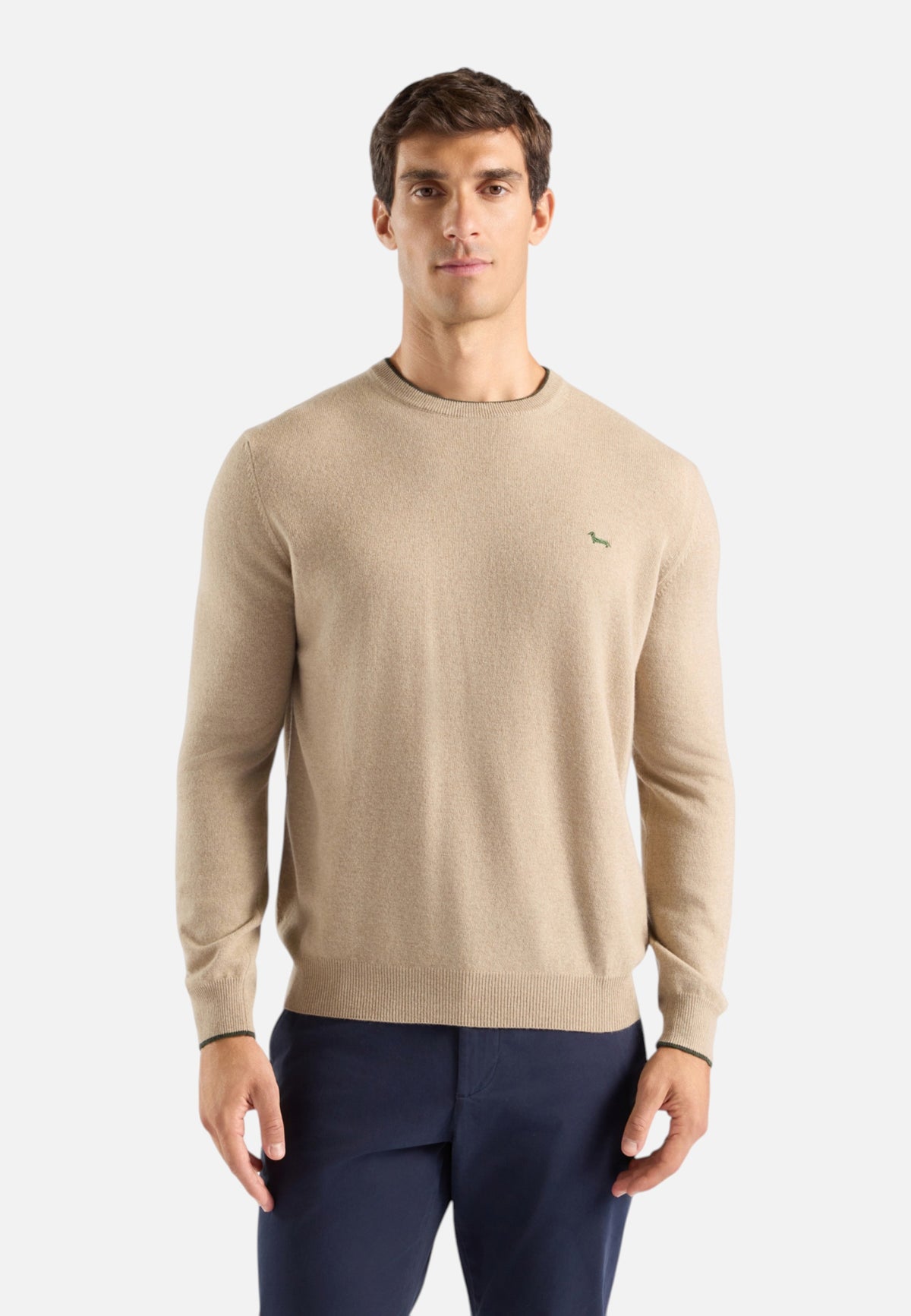 Maglione A Girocollo Uomo Harmont & Blaine Misto lana e cashmere, Dettagli a contrasto, Regular Fit, Finiture a costine, Logo Harmont & Blaine  HRR007030187