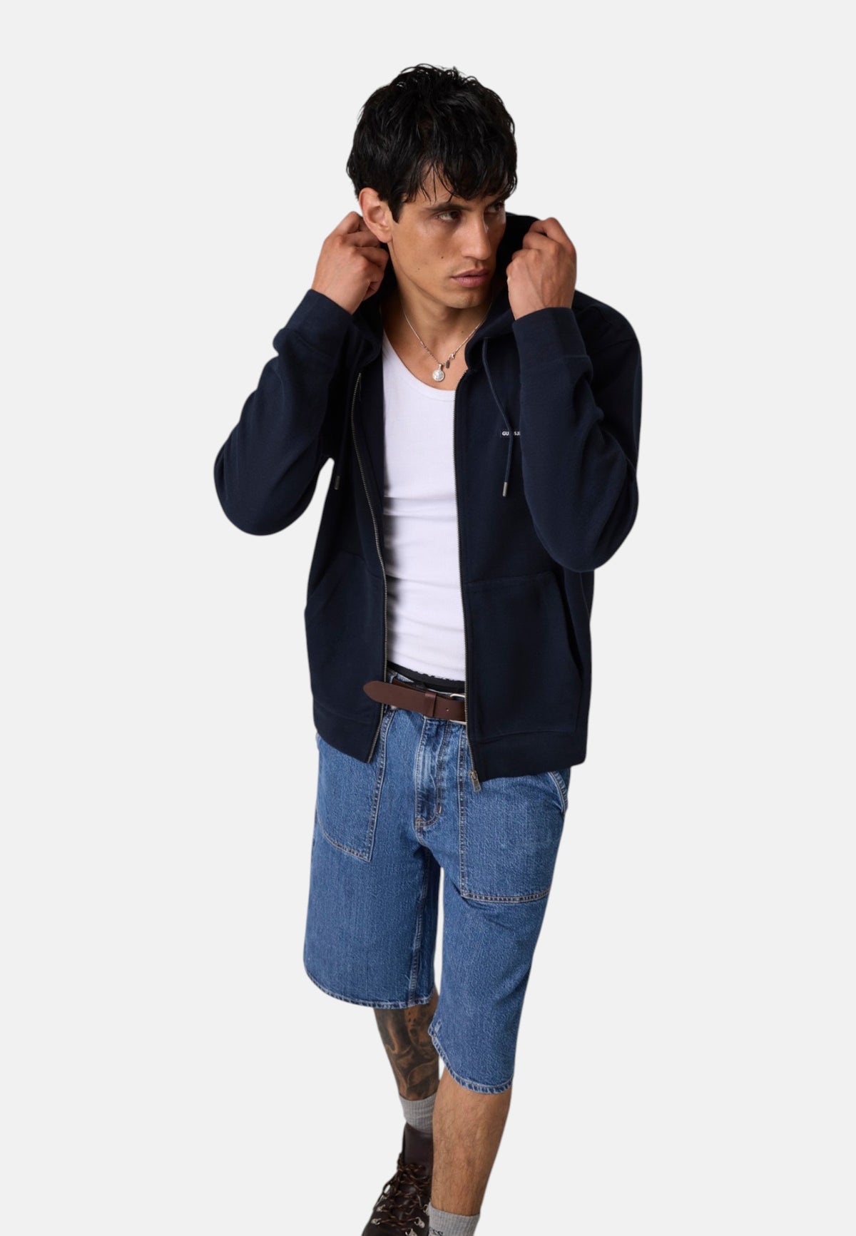 Felpa Con Zip Uomo Guess Vestibilit� regular, Costina, French rib Gj M6BQ05K5406