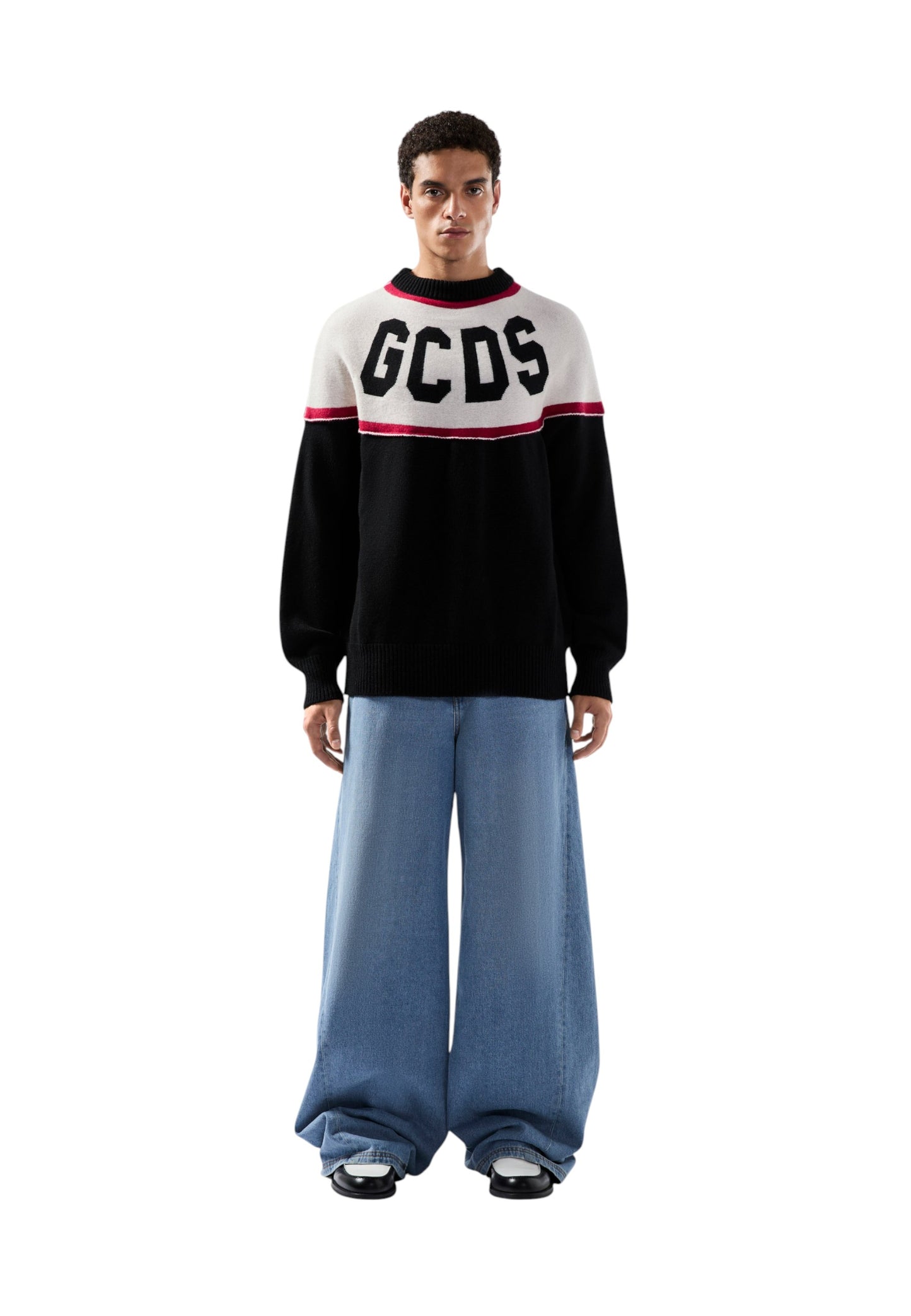 Maglione Collo A Lupetto Uomo Gcds  Stripes Logo B2CM1514KI9