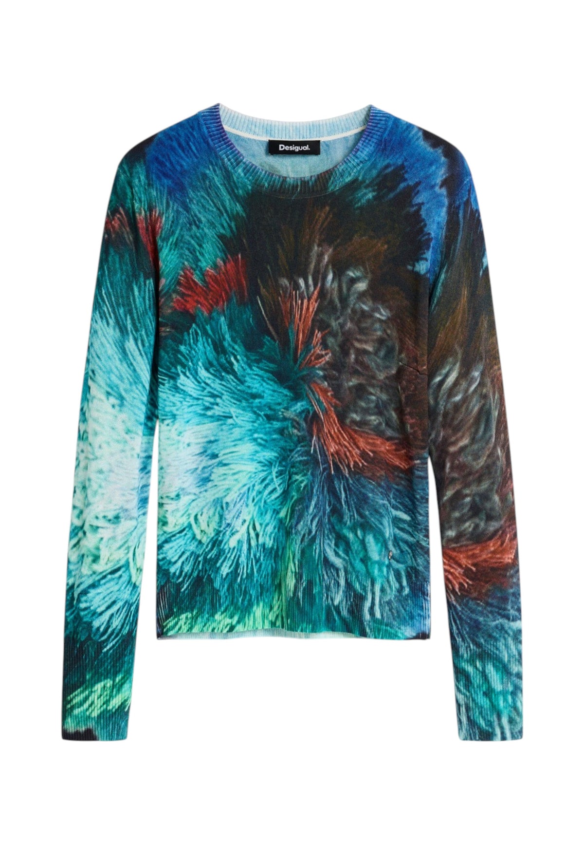 Maglione A Girocollo Donna Desigual Collaborazione M. C. Lacroix, Motivo astratto, Fit regular, Maglia fine, Viscosa Lenzing EcoVero Pompom 26WWJF02