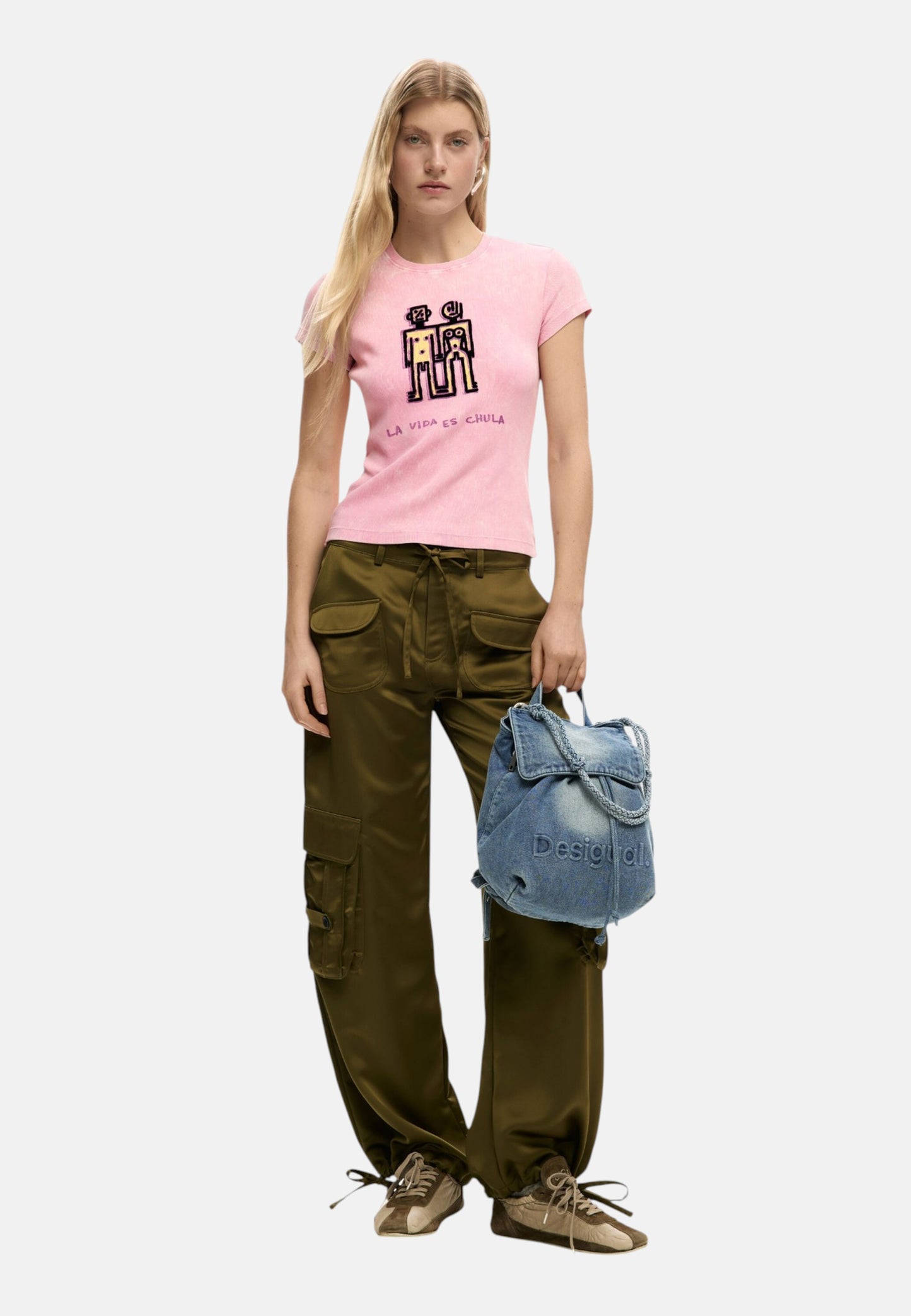 Zaino  Donna Desigual Con Patta Half Logo Denim Luena Mini 26SAKD07
