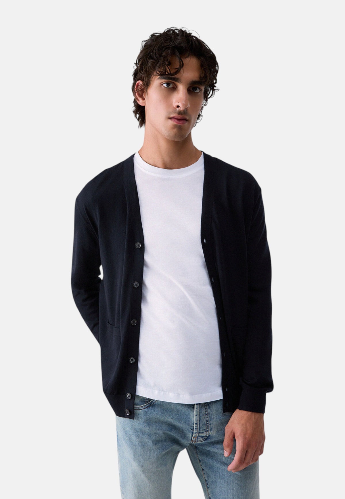 Cardigan  Uomo Liu Jo In Lana Con Scollo A V  QF6232MA27P